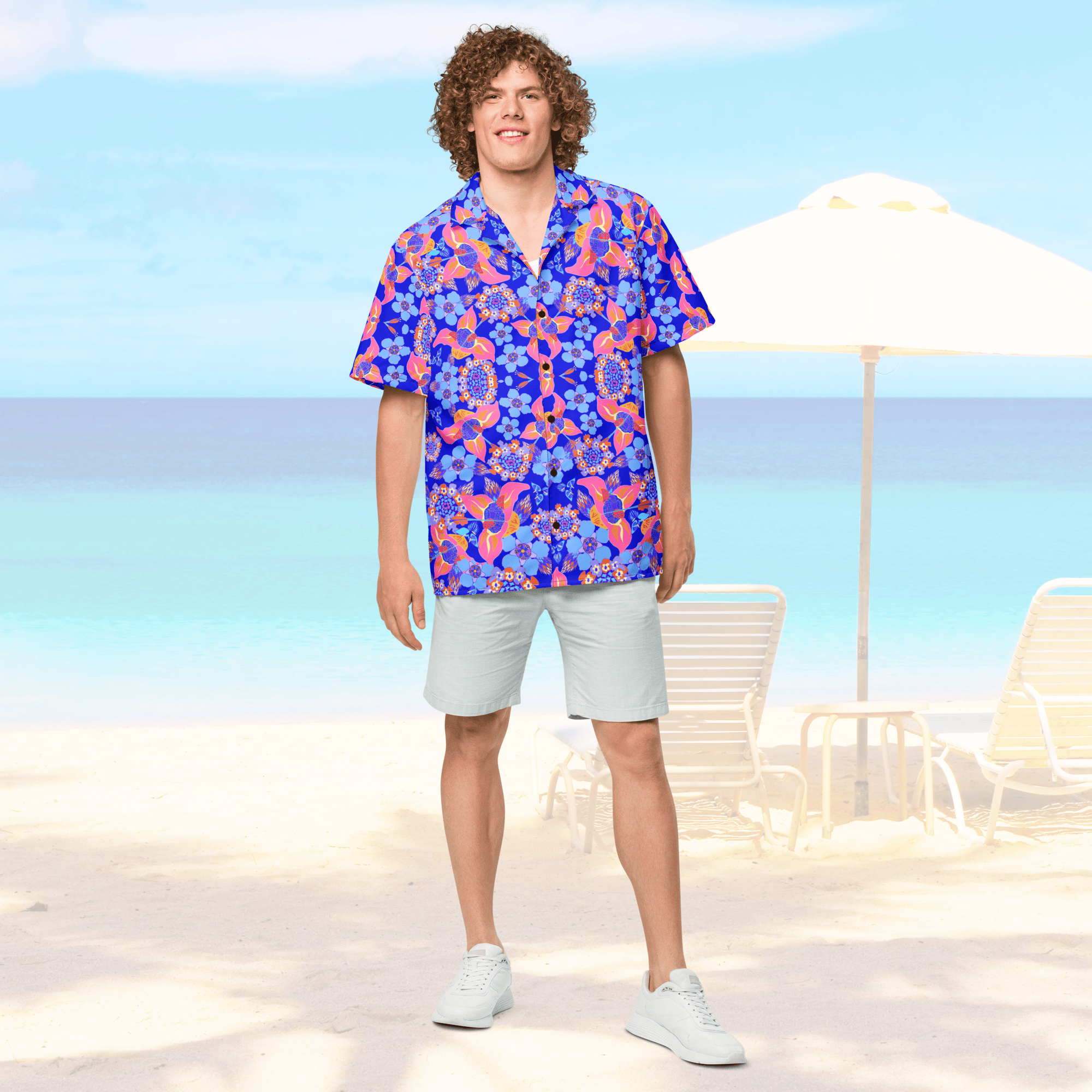 Vibrant Apparel New Zealand CUT-SEW Tropical Floral Oversized Button Shirt – Lightweight Summer Statement Shirt