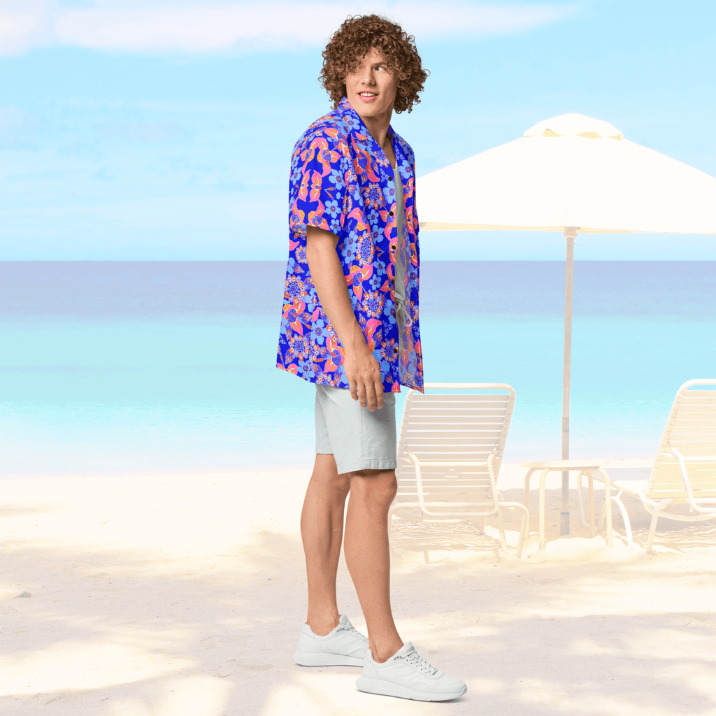 Vibrant Apparel New Zealand CUT-SEW Tropical Floral Oversized Button Shirt – Lightweight Summer Statement Shirt