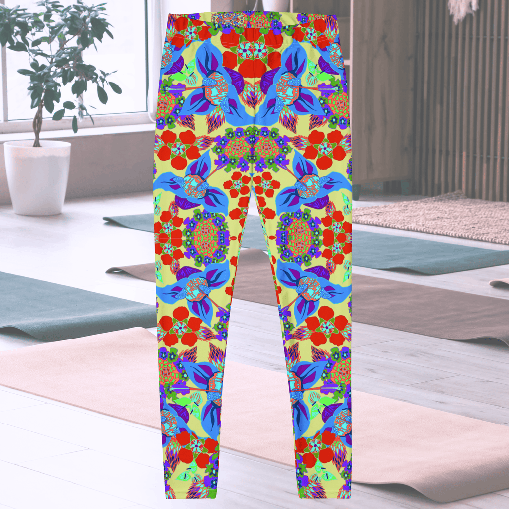 Vibrant Apparel New Zealand CUT-SEW Green and Red  Floral Performance Leggings