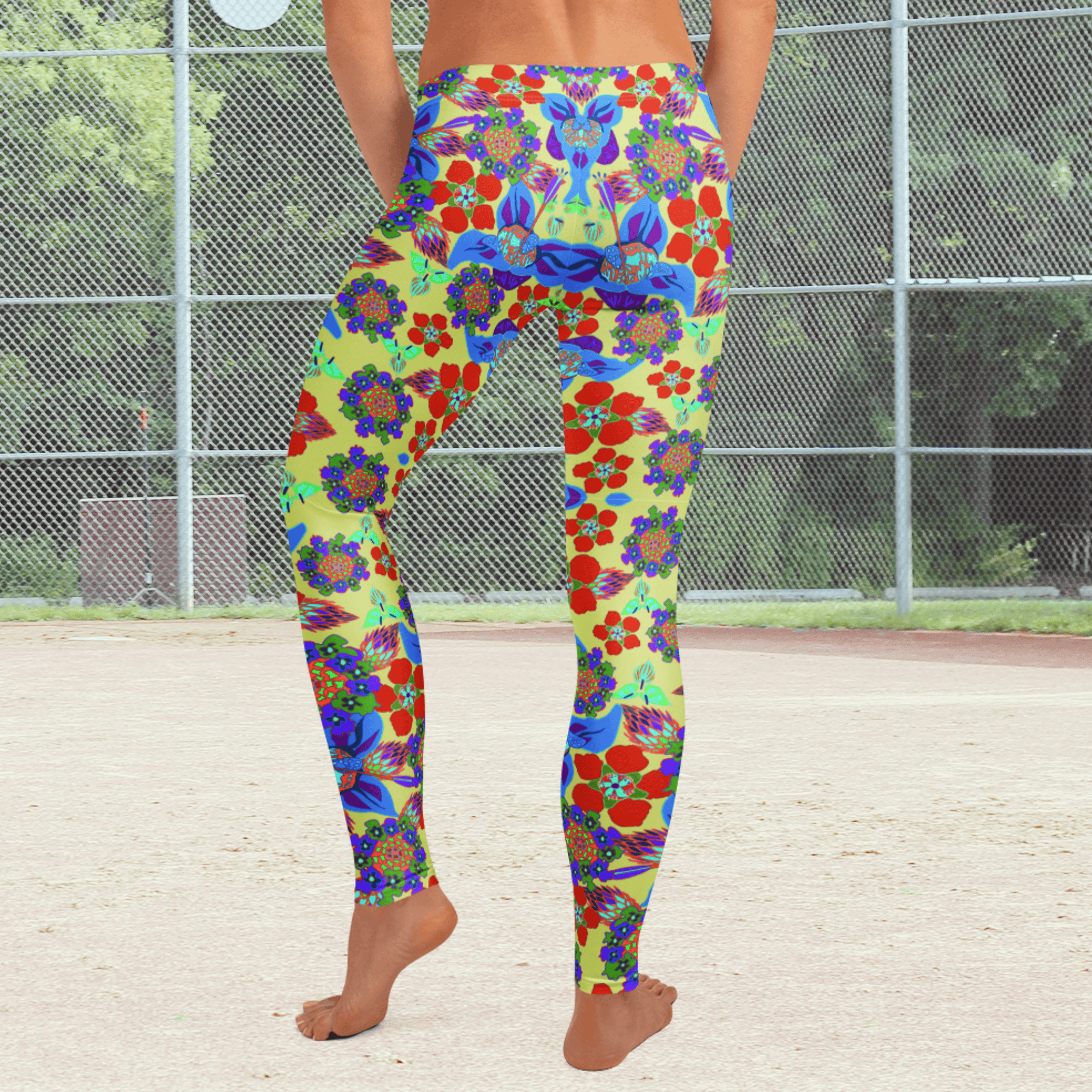 Vibrant Apparel New Zealand CUT-SEW Green and Red  Floral Performance Leggings