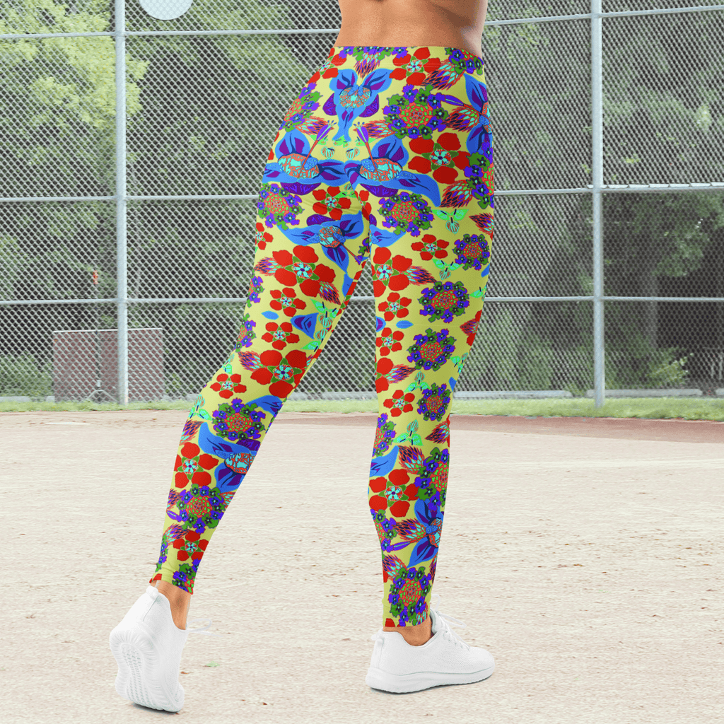 Vibrant Apparel New Zealand CUT-SEW Green and Red  Floral Performance Leggings
