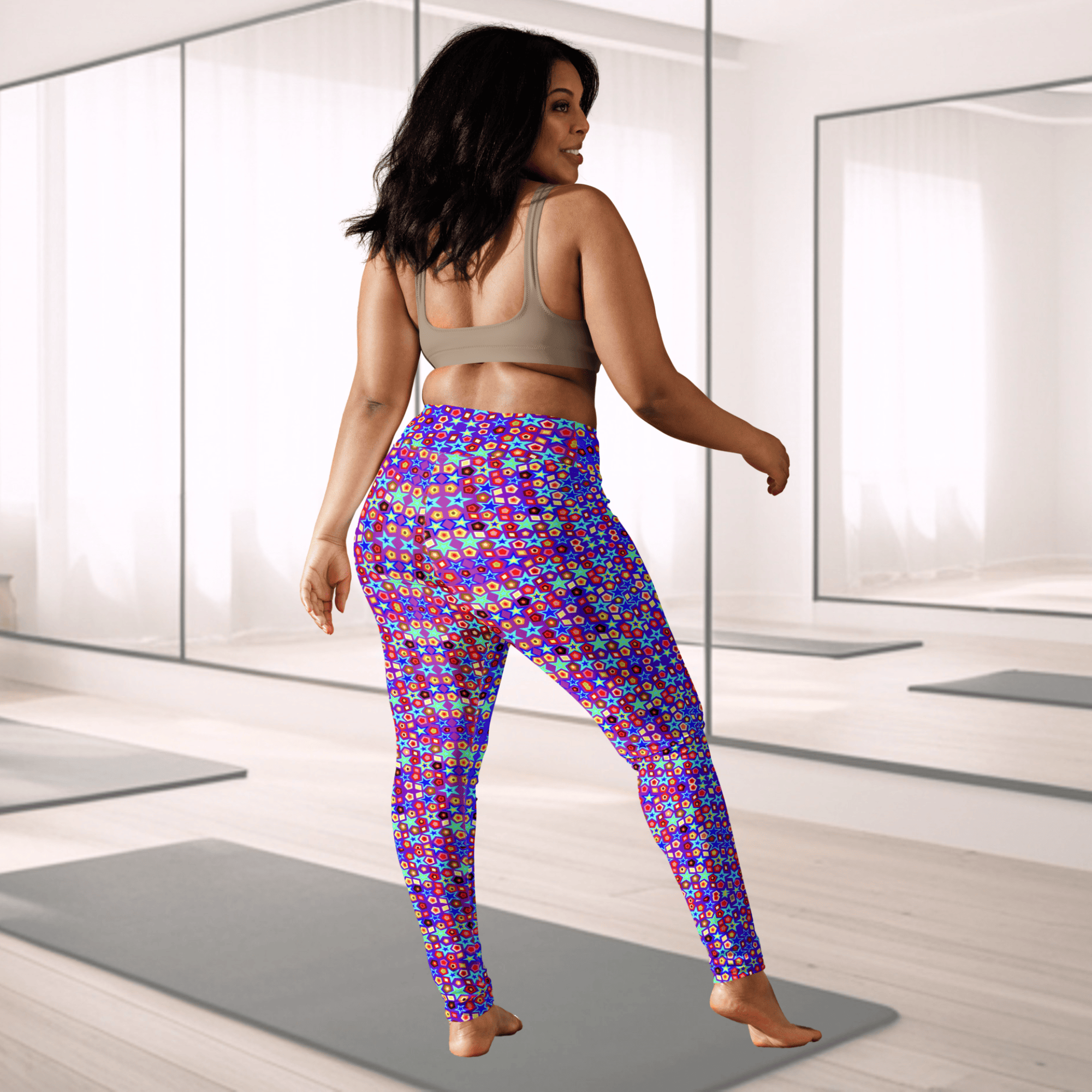 Vibrant Apparel New Zealand CUT-SEW Electric Neon Star Yoga Leggings | Vibrant Apparel NZ