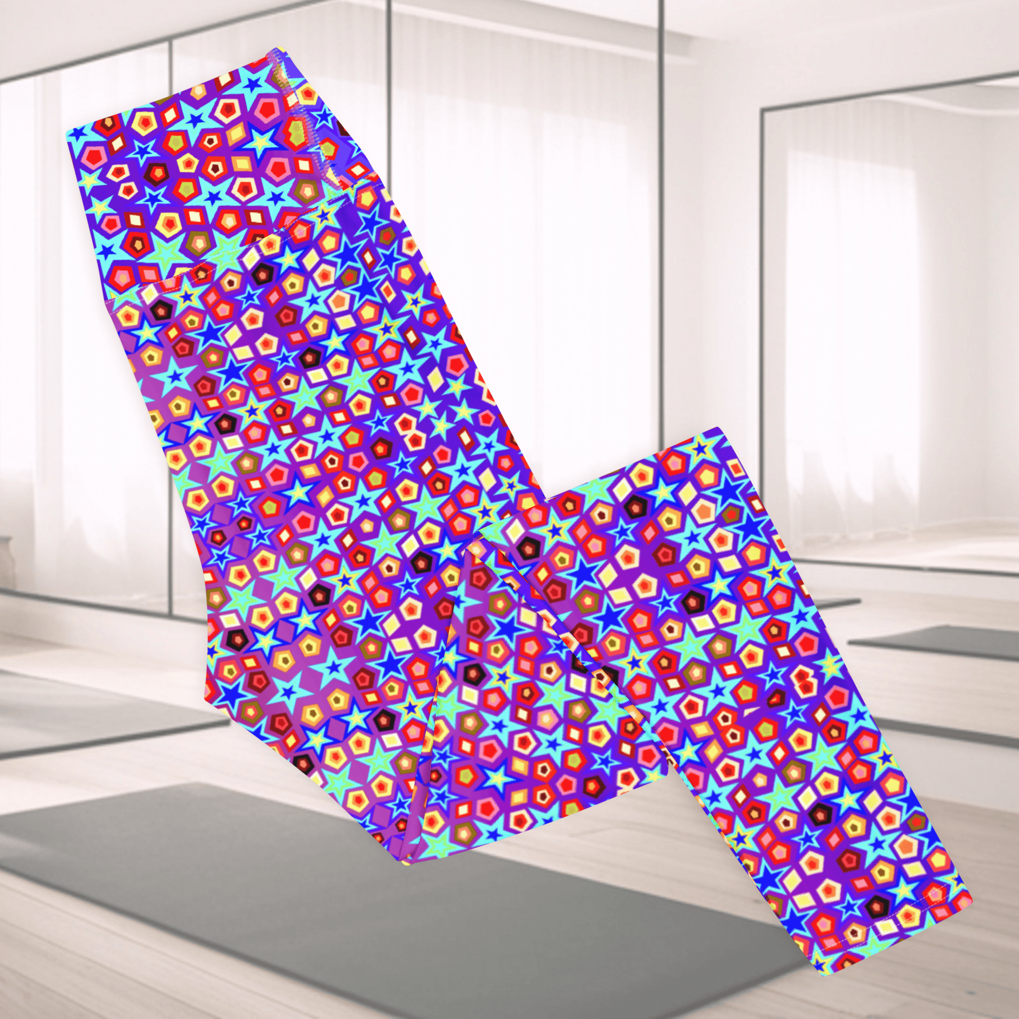 Vibrant Apparel New Zealand CUT-SEW Electric Neon Star Yoga Leggings | Vibrant Apparel NZ