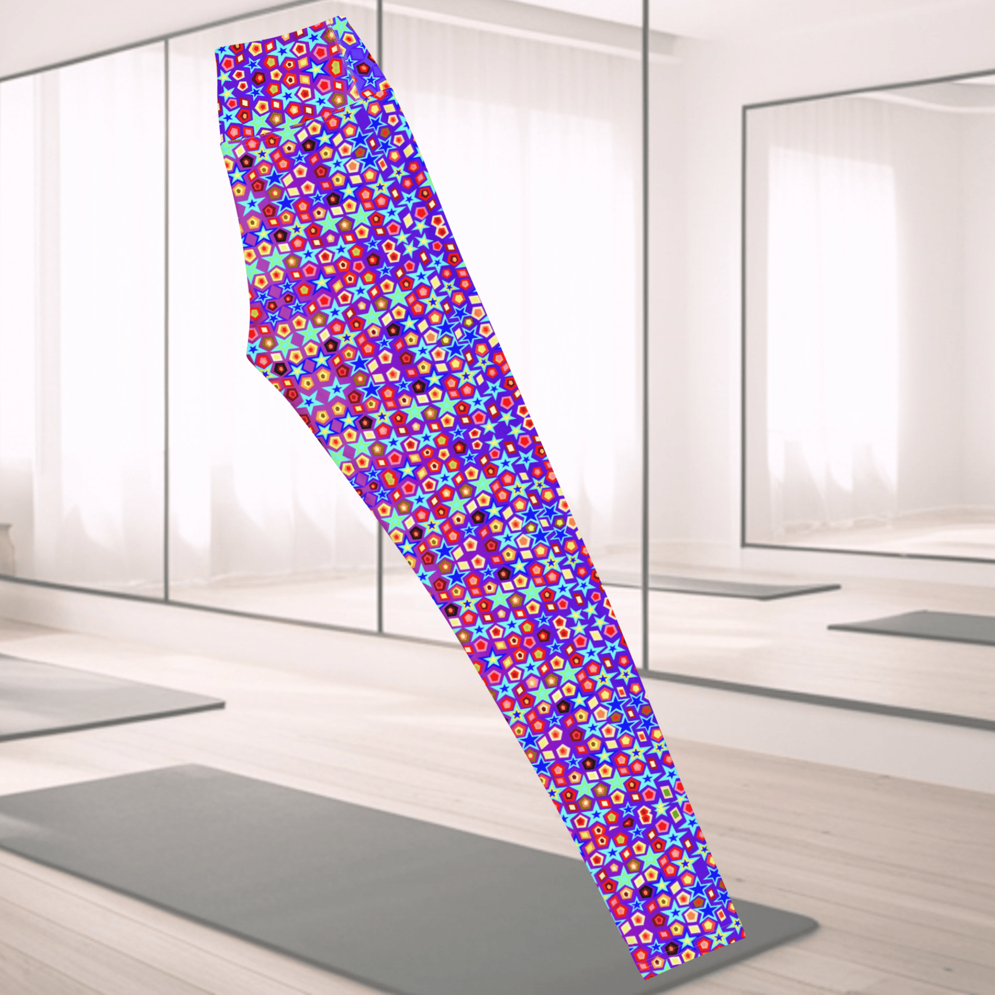 Vibrant Apparel New Zealand CUT-SEW Electric Neon Star Yoga Leggings | Vibrant Apparel NZ