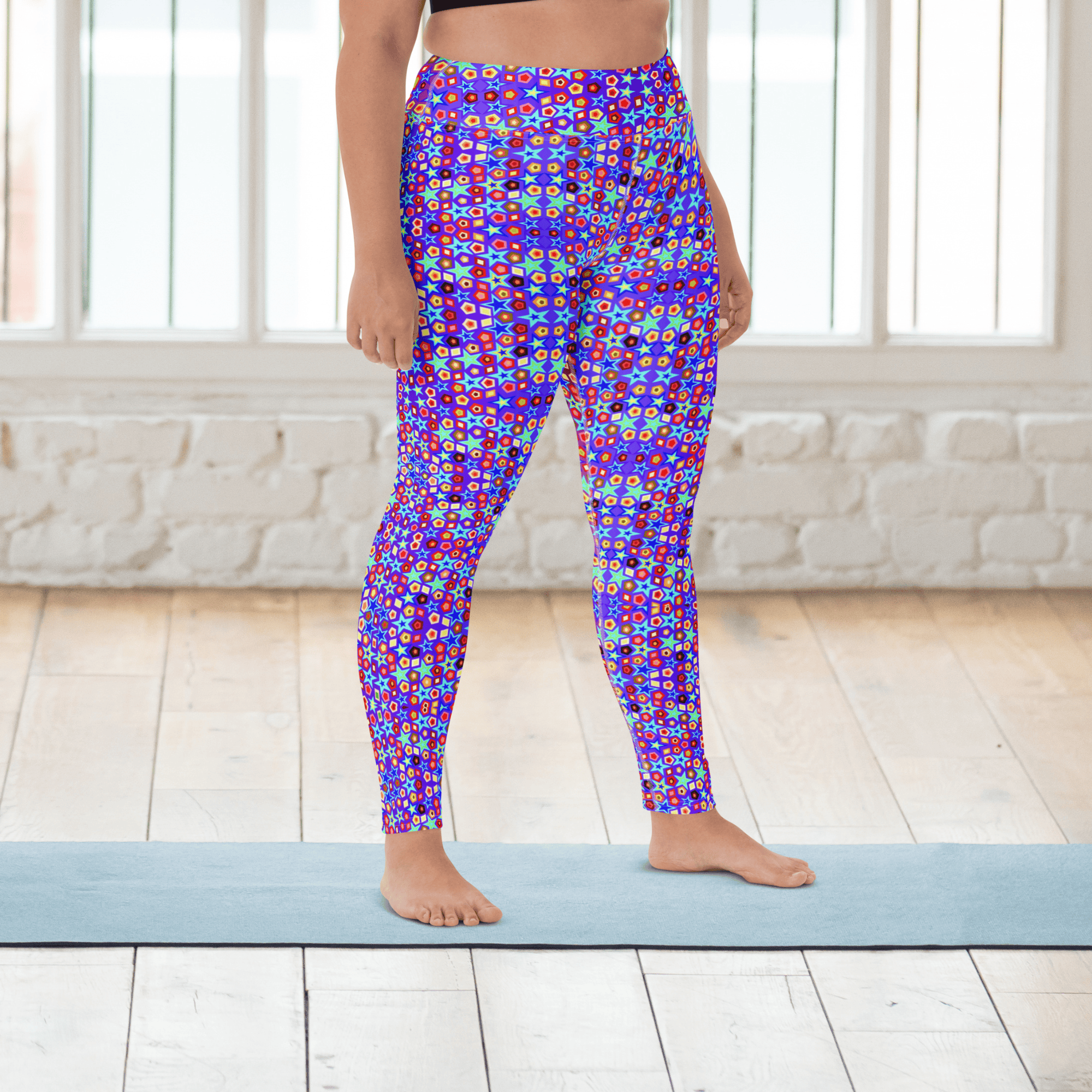 Vibrant Apparel New Zealand CUT-SEW Electric Neon Star Yoga Leggings | Vibrant Apparel NZ