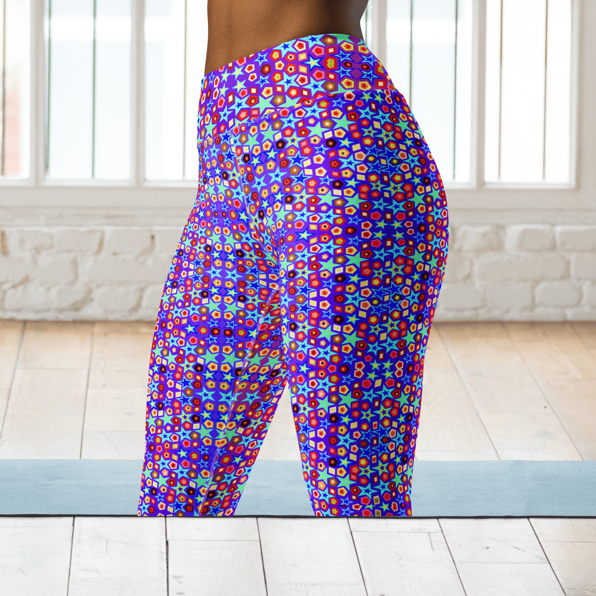 Vibrant Apparel New Zealand CUT-SEW Electric Neon Star Yoga Leggings | Vibrant Apparel NZ