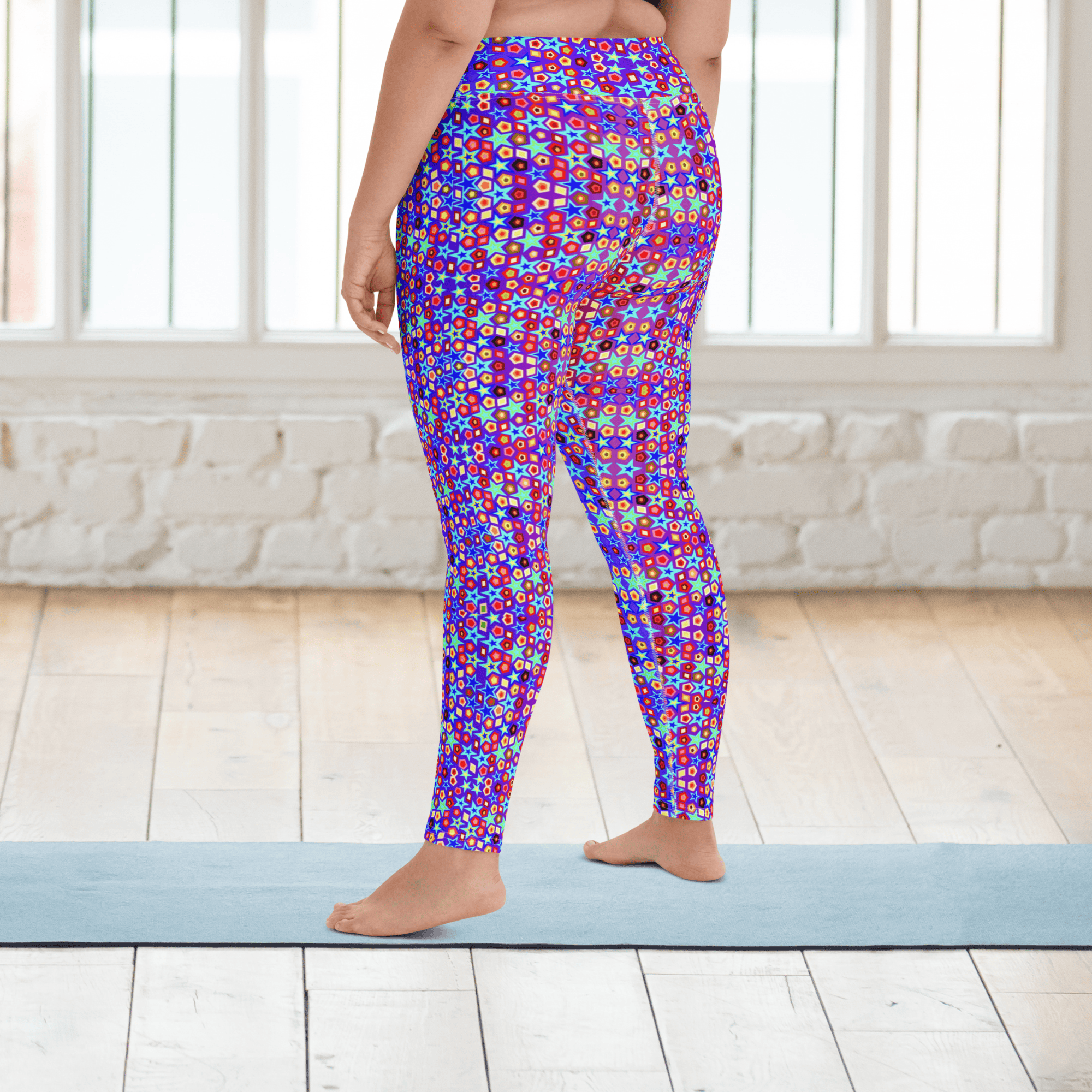 Vibrant Apparel New Zealand CUT-SEW Electric Neon Star Yoga Leggings | Vibrant Apparel NZ