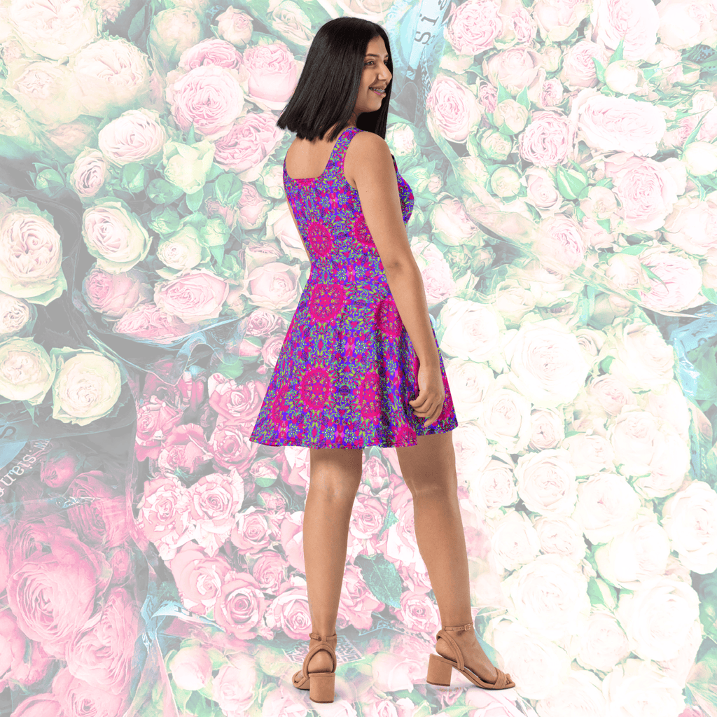 Vibrant Apparel New Zealand CUT-SEW Psychedelic Mandala Sleeveless Skater Dress
