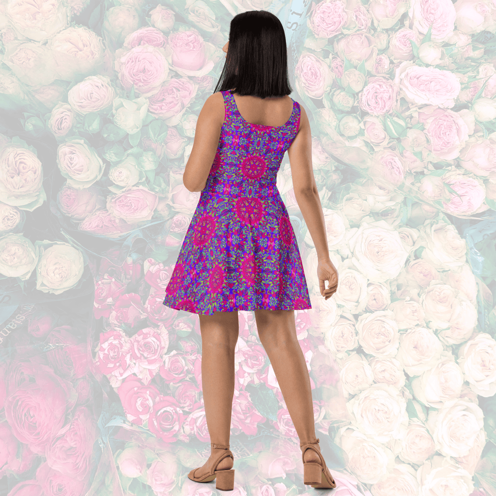 Vibrant Apparel New Zealand CUT-SEW Psychedelic Mandala Sleeveless Skater Dress
