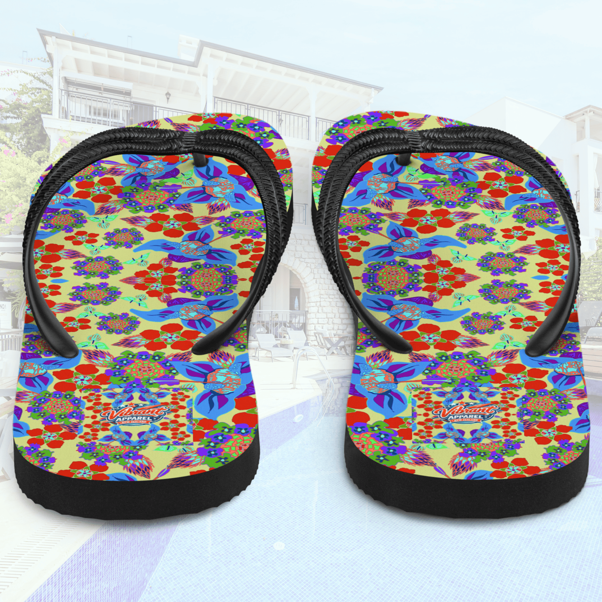Vibrant Apparel New Zealand Floral Flip Flops | Vibrant Summer Sandals