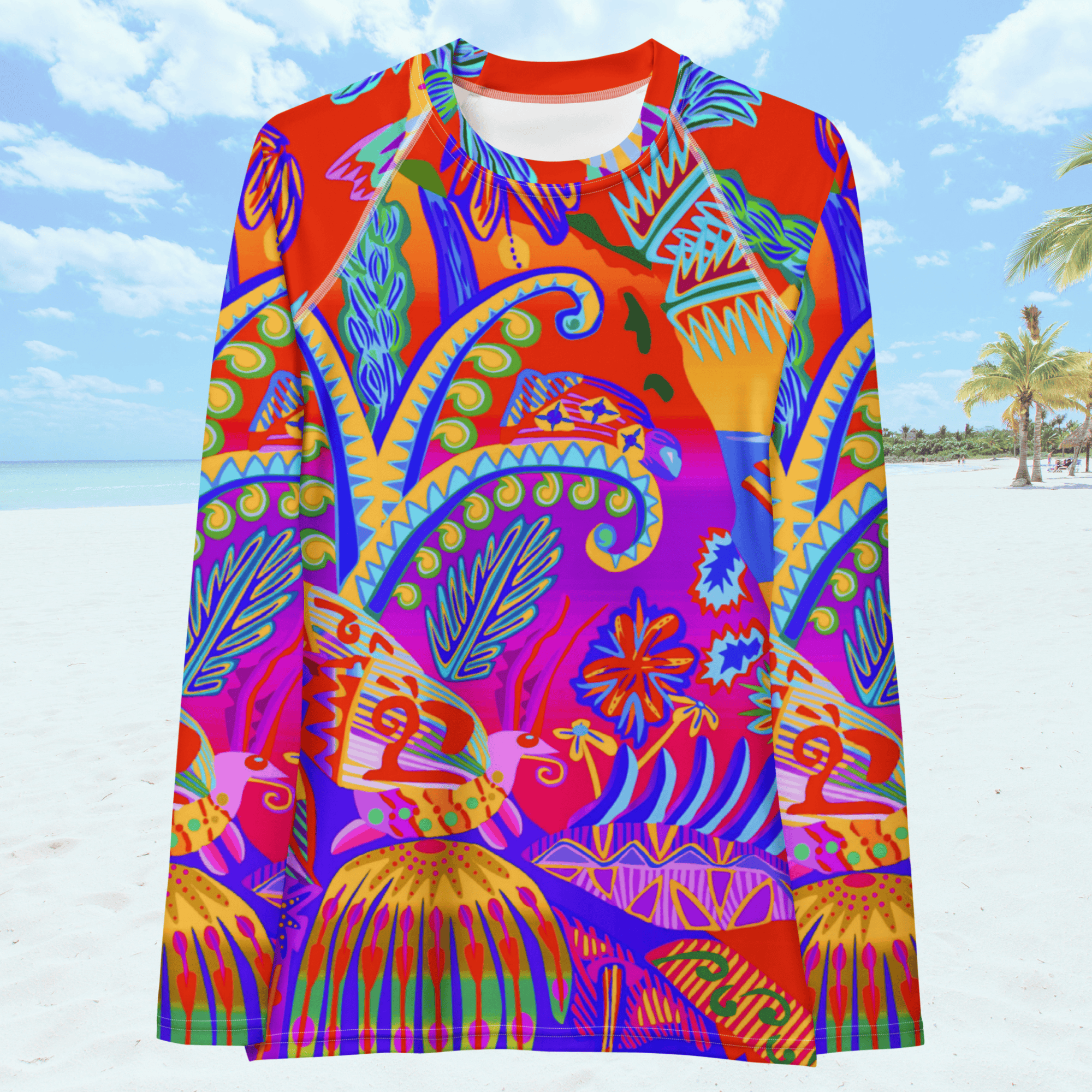 Vibrant Apparel New Zealand CUT-SEW Women's Tropical Rash Guard | UPF 50+ Long Sleeve | Vibrant Apparel NZ