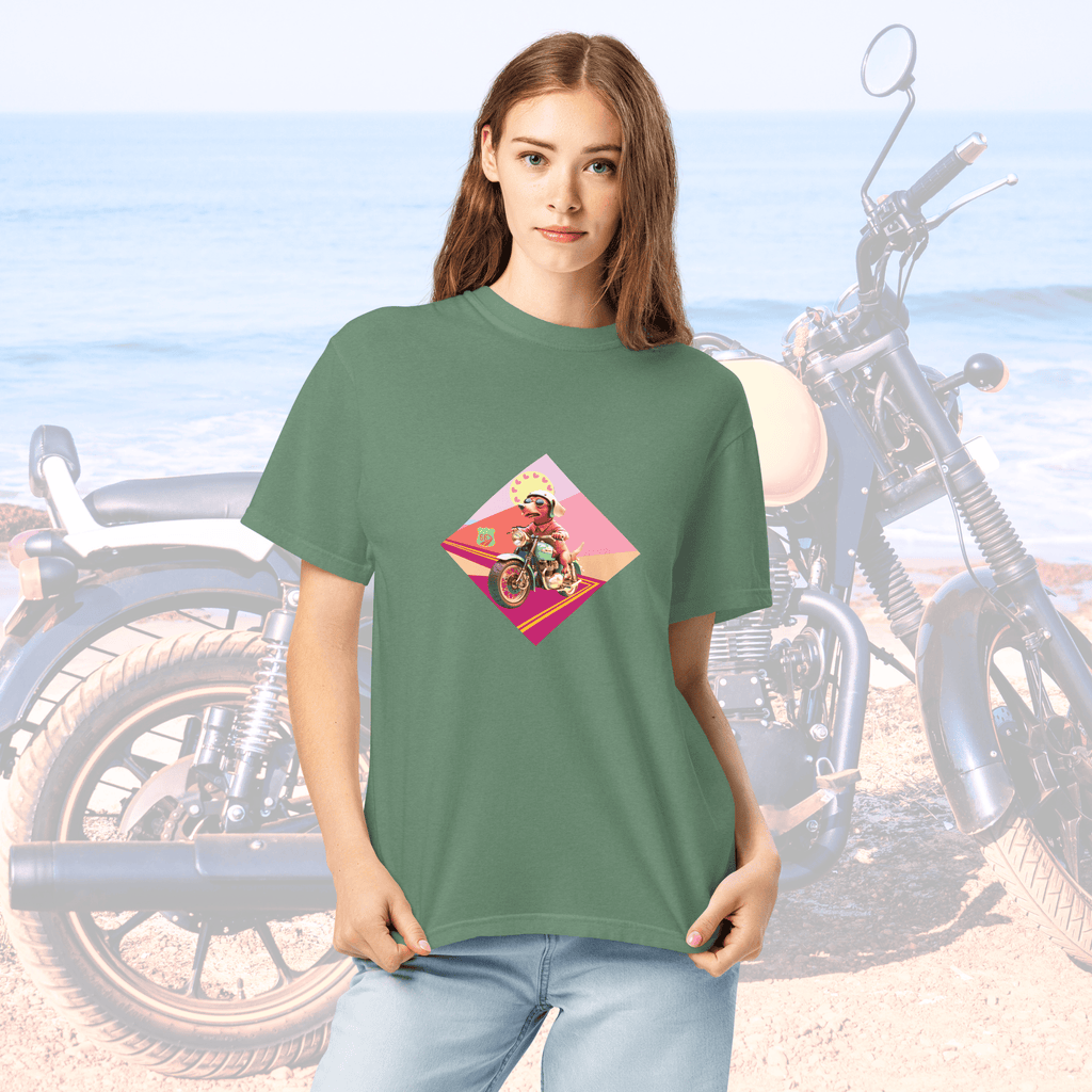 Vibrant Apparel New Zealand T-SHIRT Beagle Dog Motorcycle Graphic Tee | Vibrant Apparel NZ