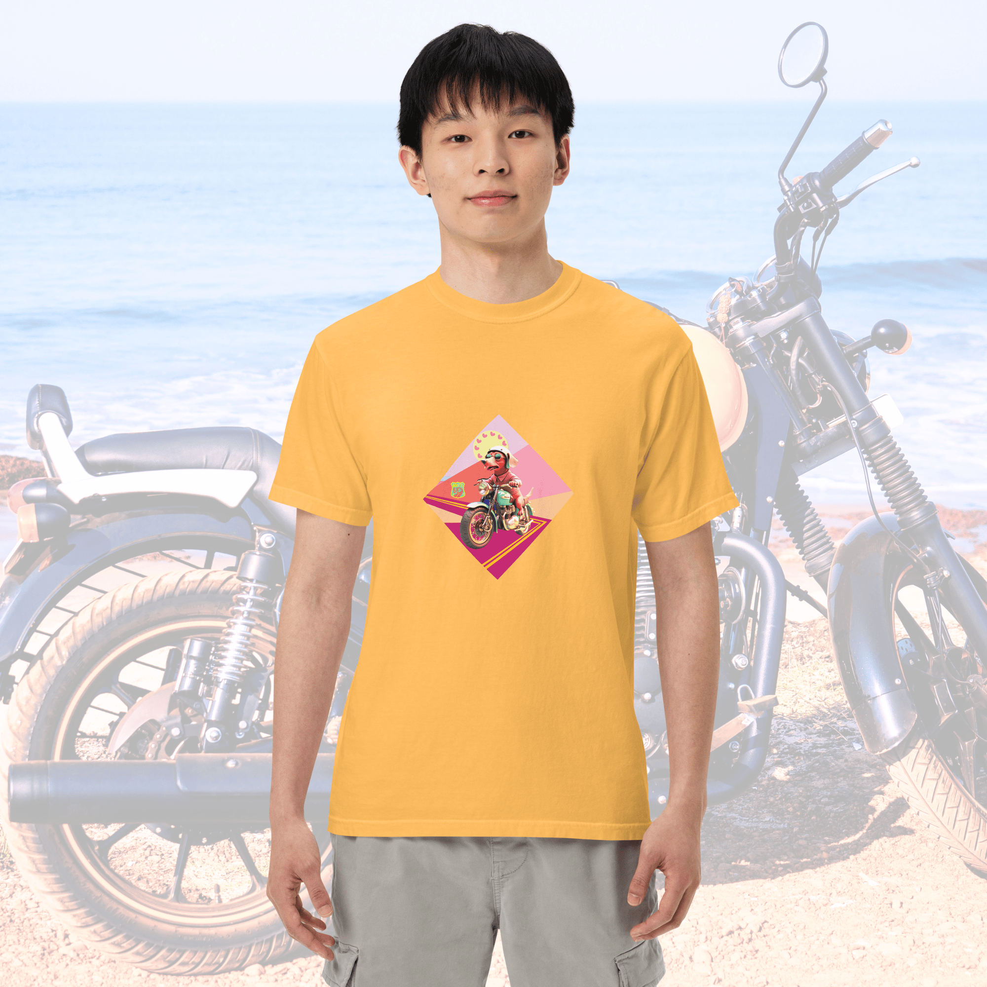 Vibrant Apparel New Zealand T-SHIRT Beagle Dog Motorcycle Graphic Tee | Vibrant Apparel NZ
