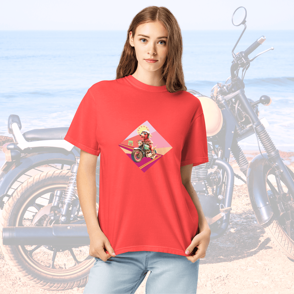Vibrant Apparel New Zealand T-SHIRT Beagle Dog Motorcycle Graphic Tee | Vibrant Apparel NZ