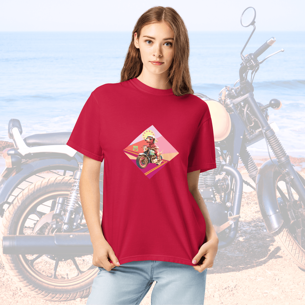 Vibrant Apparel New Zealand T-SHIRT Beagle Dog Motorcycle Graphic Tee | Vibrant Apparel NZ