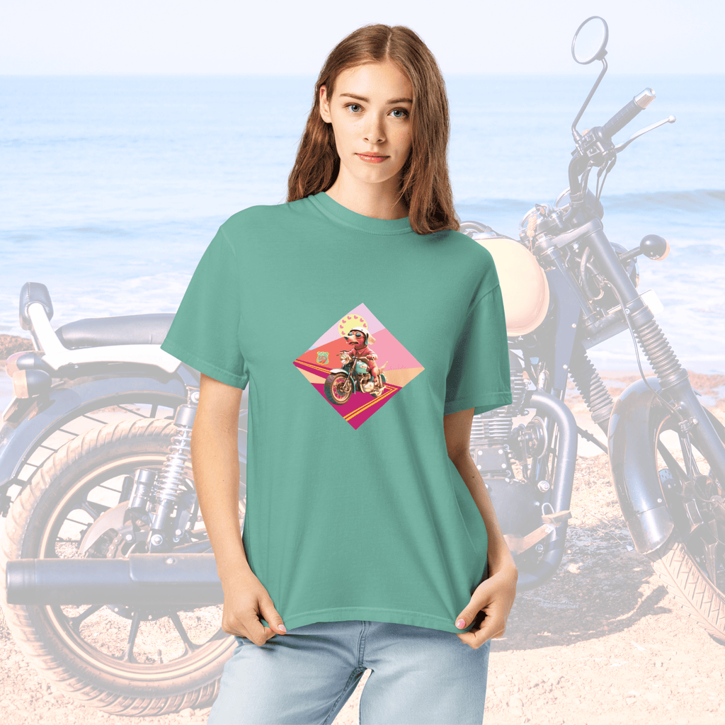 Vibrant Apparel New Zealand T-SHIRT Beagle Dog Motorcycle Graphic Tee | Vibrant Apparel NZ