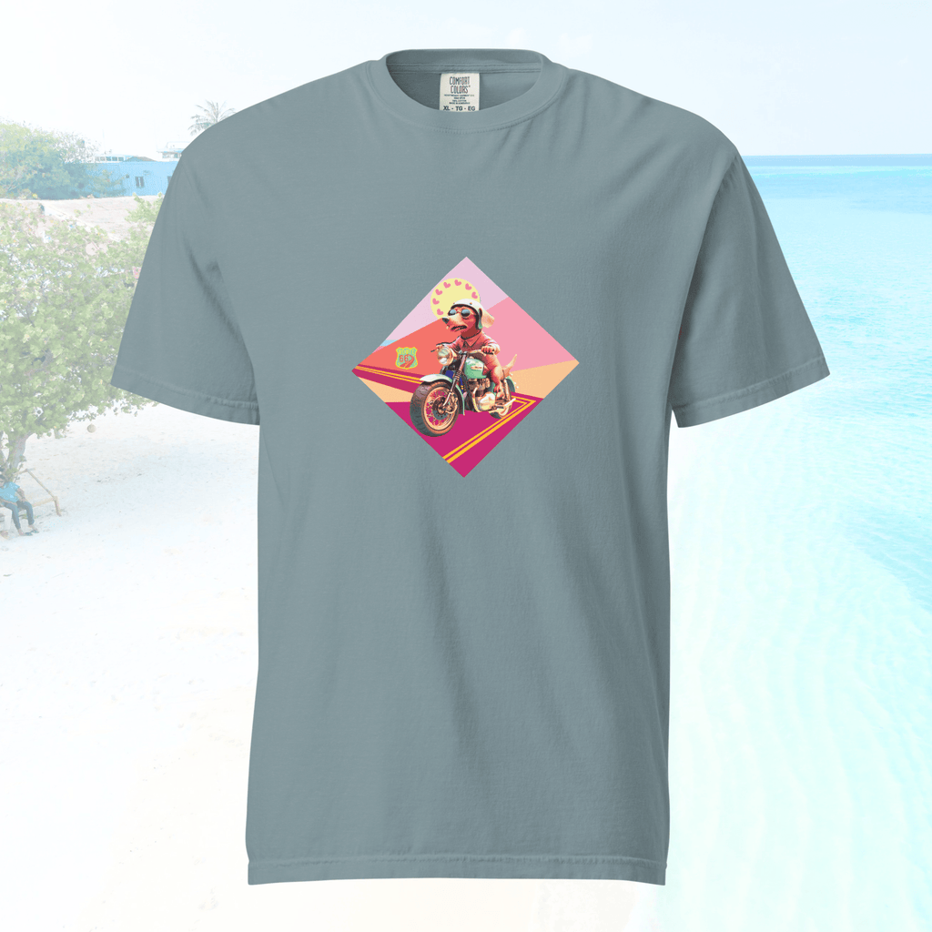 Vibrant Apparel New Zealand T-SHIRT Ice Blue / S Beagle Dog Motorcycle Graphic Tee | Vibrant Apparel NZ