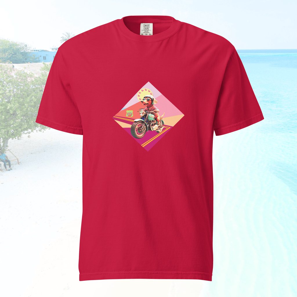 Vibrant Apparel New Zealand T-SHIRT Red / S Beagle Dog Motorcycle Graphic Tee | Vibrant Apparel NZ