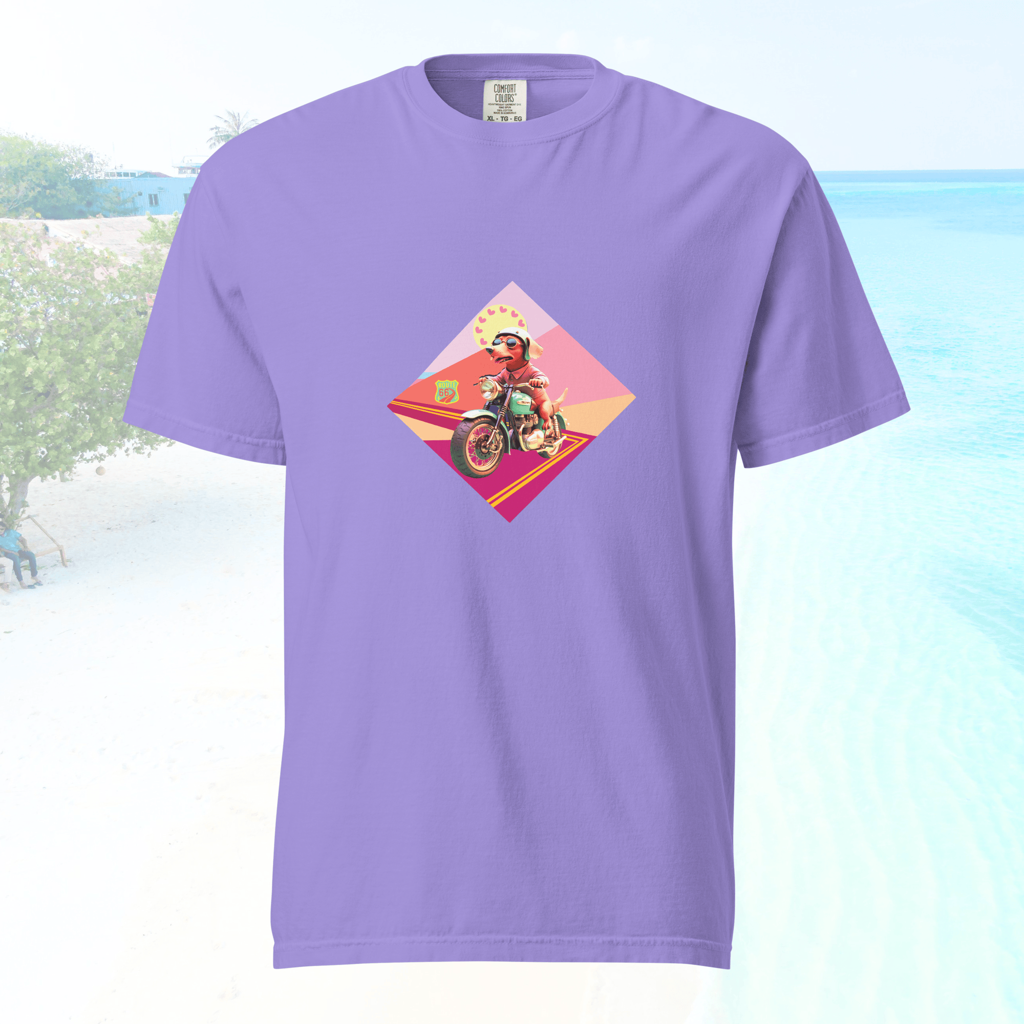 Vibrant Apparel New Zealand T-SHIRT Violet / S Beagle Dog Motorcycle Graphic Tee | Vibrant Apparel NZ