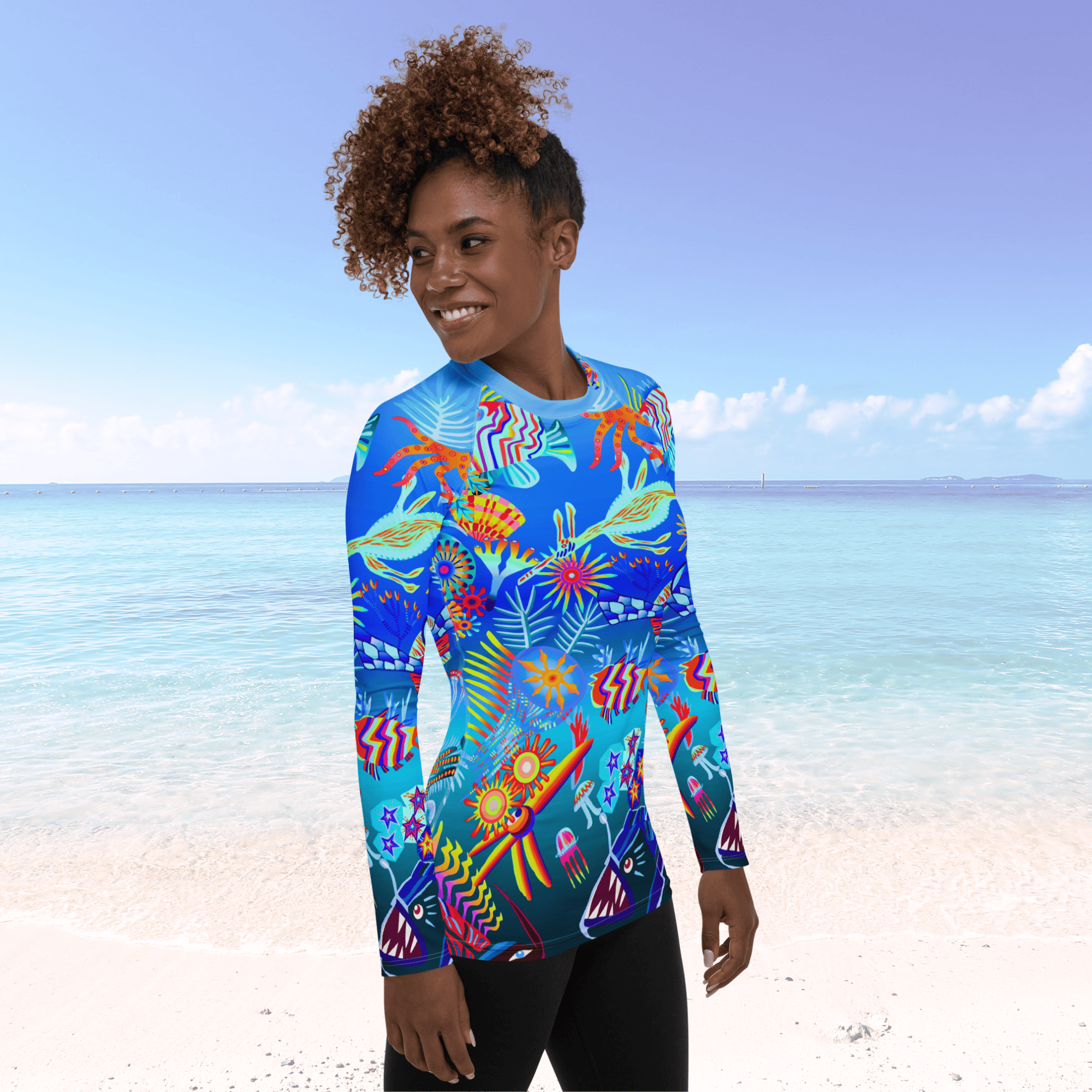 Vibrant Apparel New Zealand Swimwear Deep Sea Dream Women's Long Sleeve Rash Guard | UPF 50+ Sun Protection