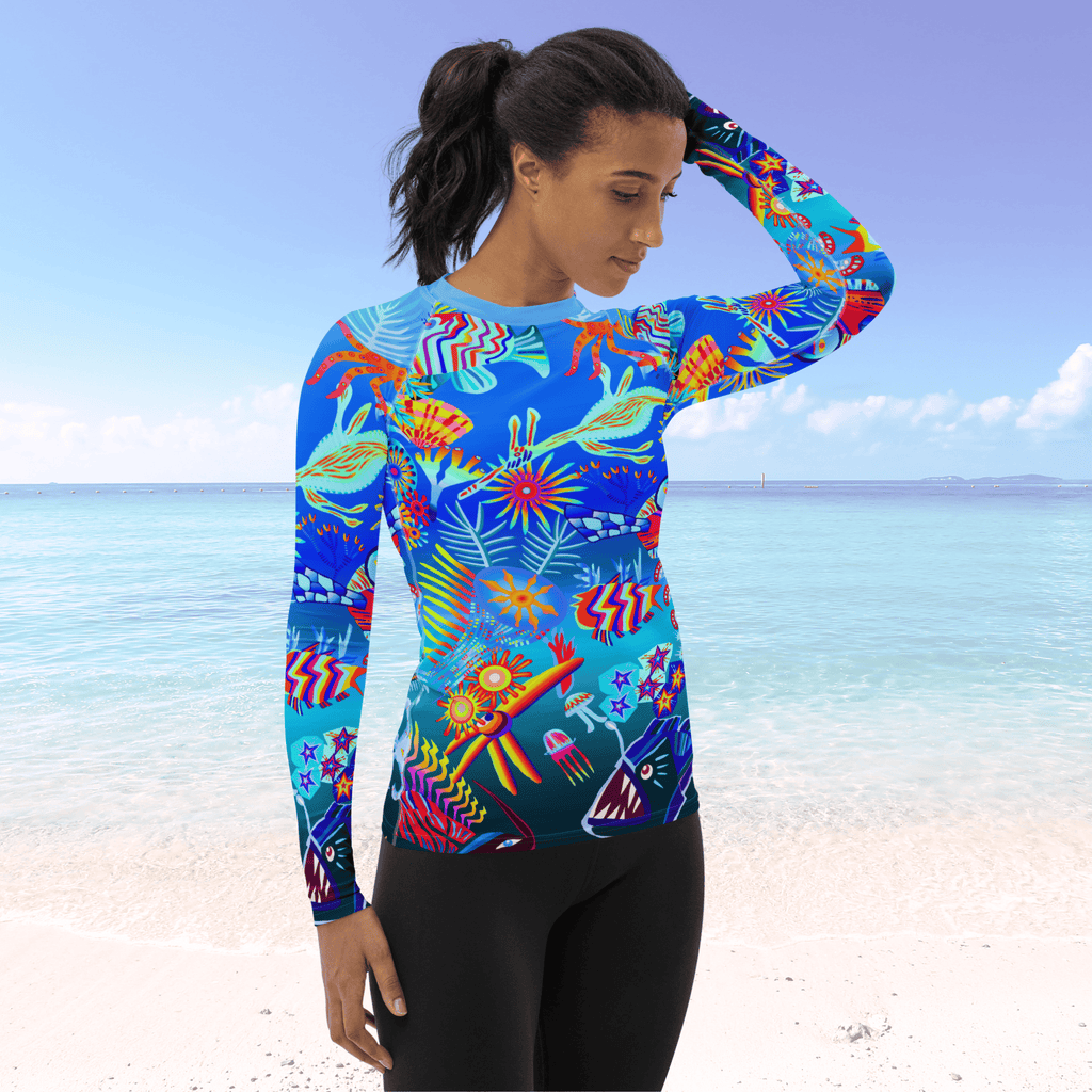 Vibrant Apparel New Zealand Swimwear Deep Sea Dream Women's Long Sleeve Rash Guard | UPF 50+ Sun Protection