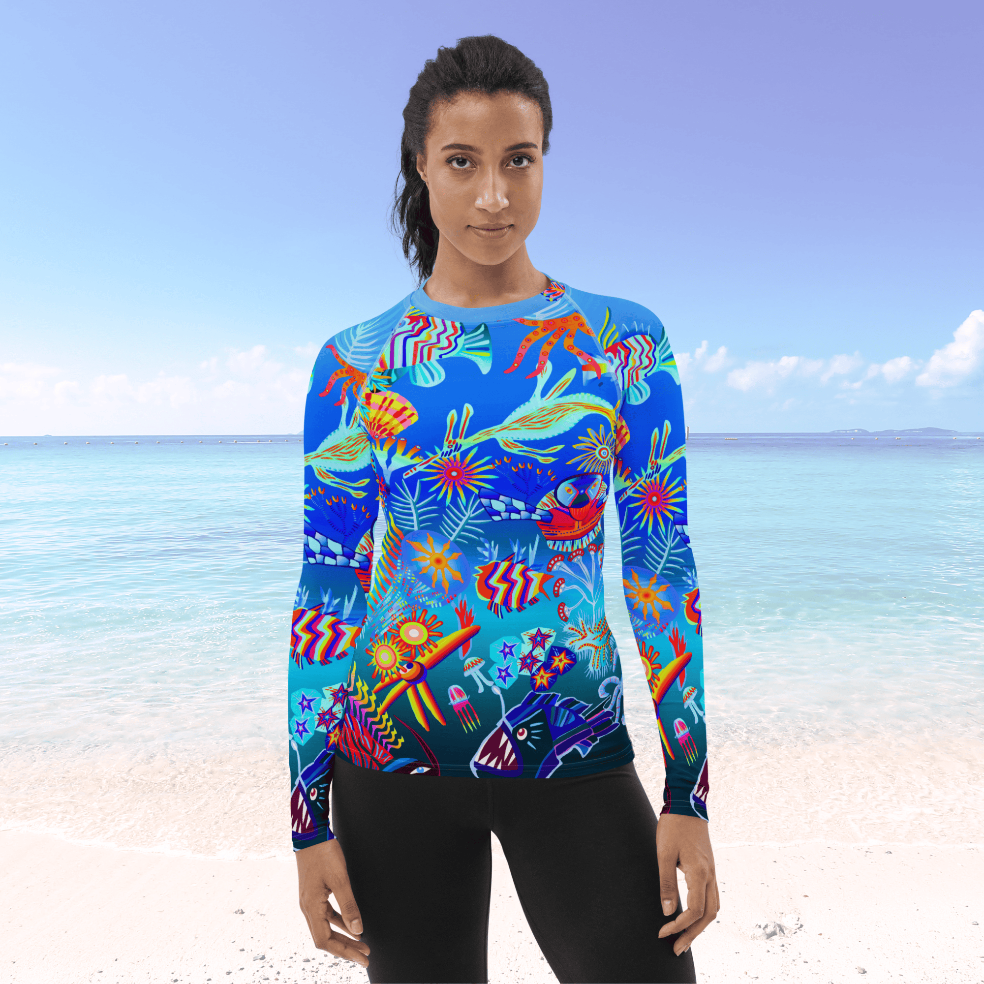 Vibrant Apparel New Zealand Swimwear XS Deep Sea Dream Women's Long Sleeve Rash Guard | UPF 50+ Sun Protection