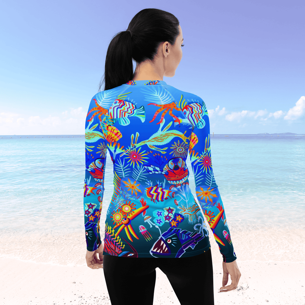 Vibrant Apparel New Zealand Swimwear Deep Sea Dream Women's Long Sleeve Rash Guard | UPF 50+ Sun Protection