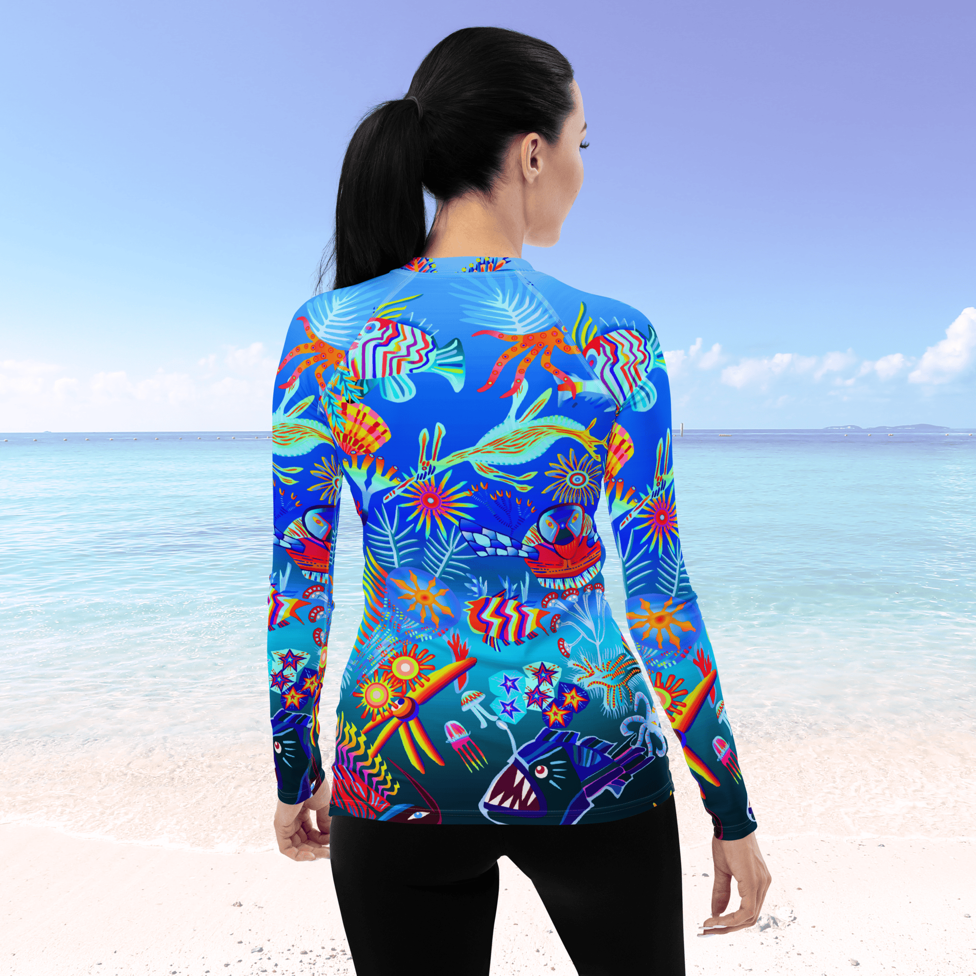 Vibrant Apparel New Zealand Swimwear Deep Sea Dream Women's Long Sleeve Rash Guard | UPF 50+ Sun Protection