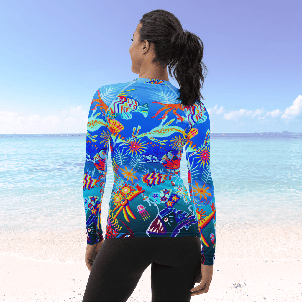 Vibrant Apparel New Zealand Swimwear Deep Sea Dream Women's Long Sleeve Rash Guard | UPF 50+ Sun Protection