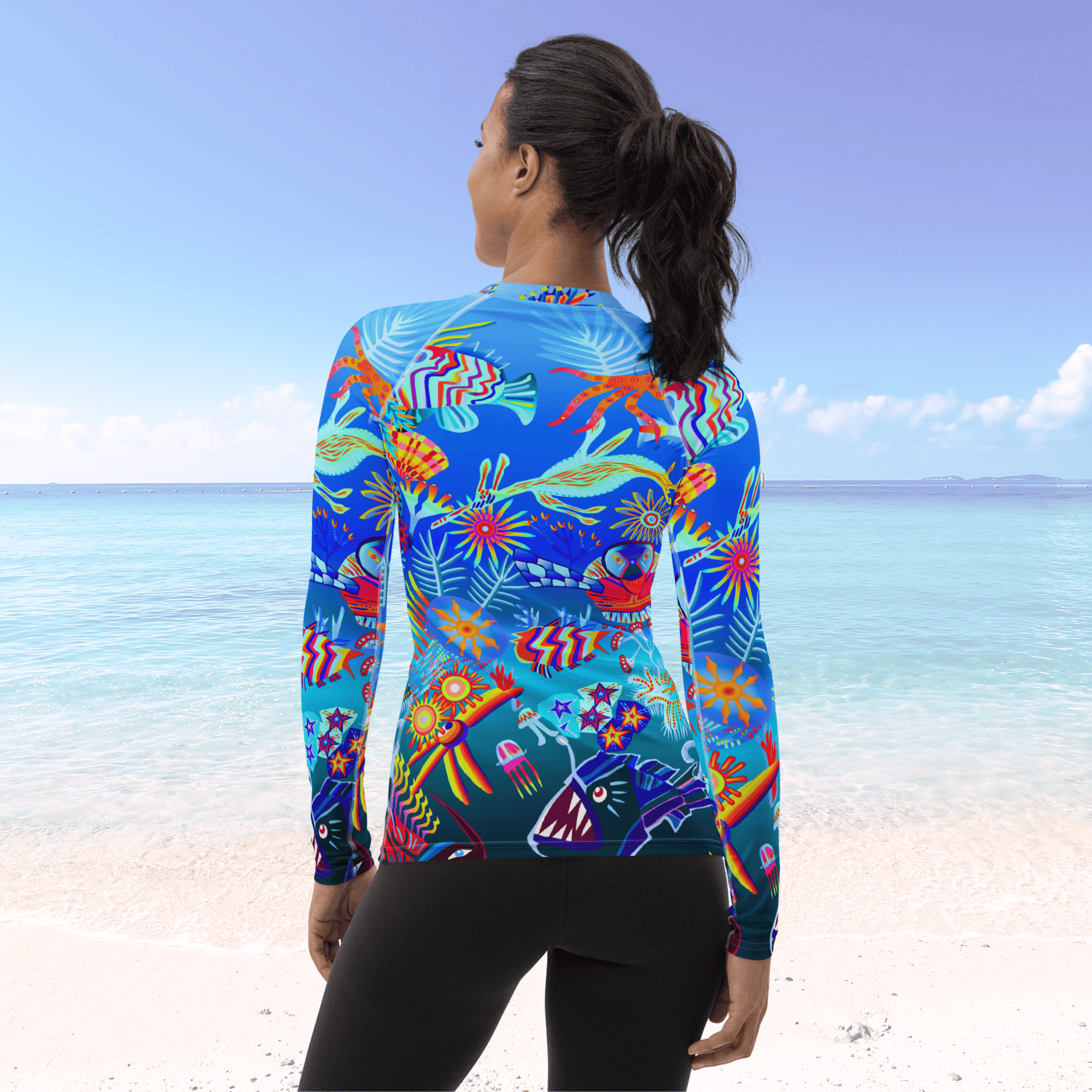 Vibrant Apparel New Zealand Swimwear Deep Sea Dream Women's Long Sleeve Rash Guard | UPF 50+ Sun Protection