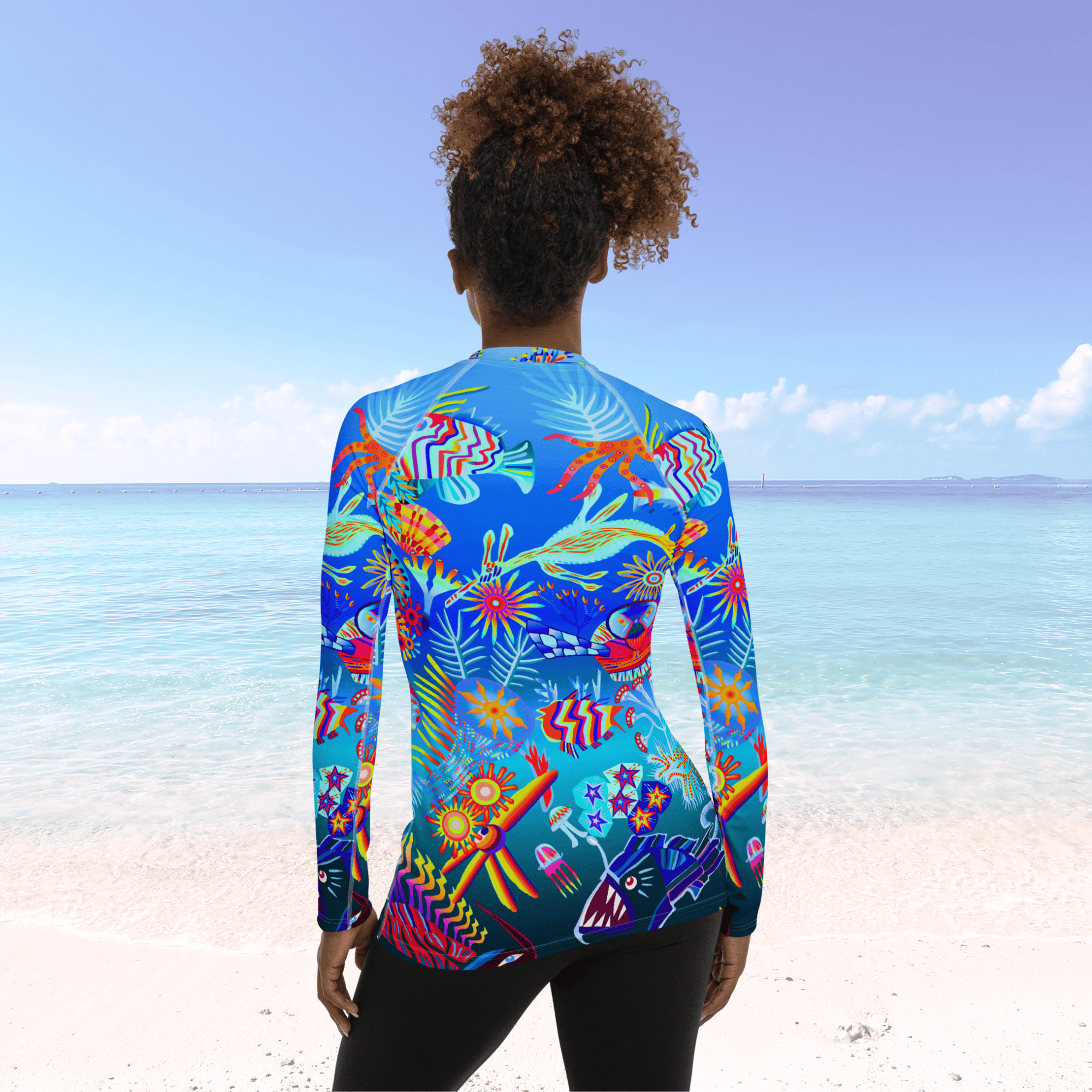 Vibrant Apparel New Zealand Swimwear Deep Sea Dream Women's Long Sleeve Rash Guard | UPF 50+ Sun Protection