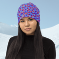 Vibrant Apparel New Zealand S ❄️ Electric Blue Geometric All-Over Print Beanie