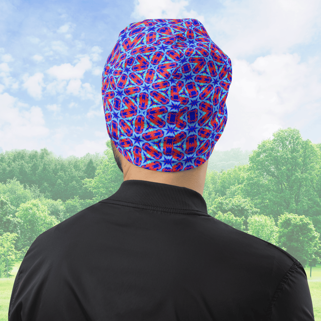 Vibrant Apparel New Zealand ❄️ Electric Blue Geometric All-Over Print Beanie