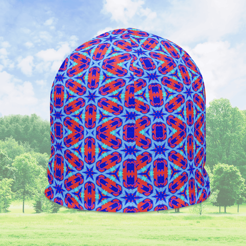 Vibrant Apparel New Zealand ❄️ Electric Blue Geometric All-Over Print Beanie