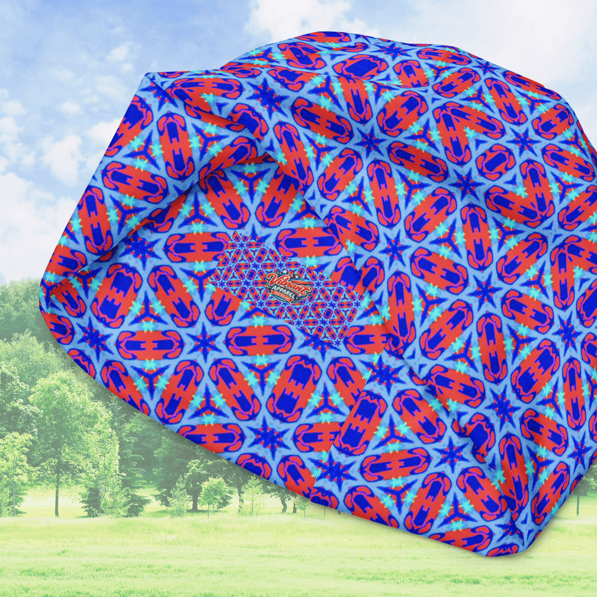 Vibrant Apparel New Zealand ❄️ Electric Blue Geometric All-Over Print Beanie
