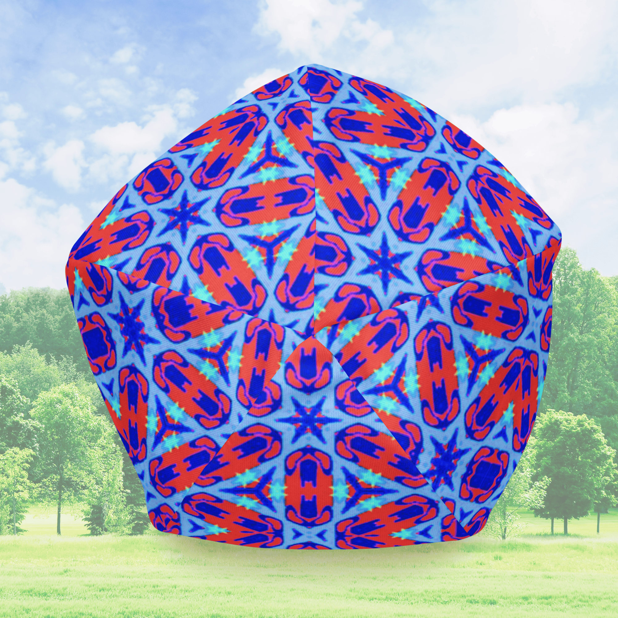 Vibrant Apparel New Zealand ❄️ Electric Blue Geometric All-Over Print Beanie