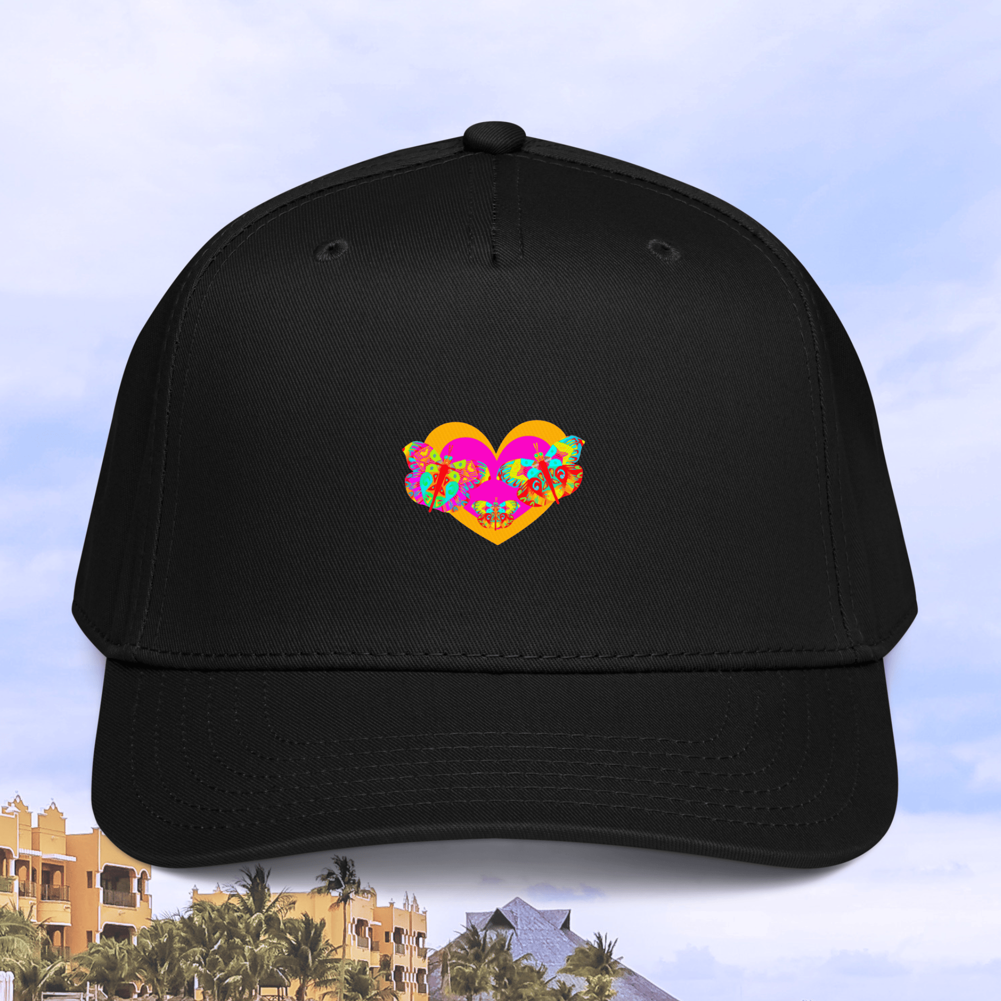 Vibrant Apparel New Zealand Black 5-Panel Structured Mid-Profile Snapback Cap | Custom 5-Panel Hat