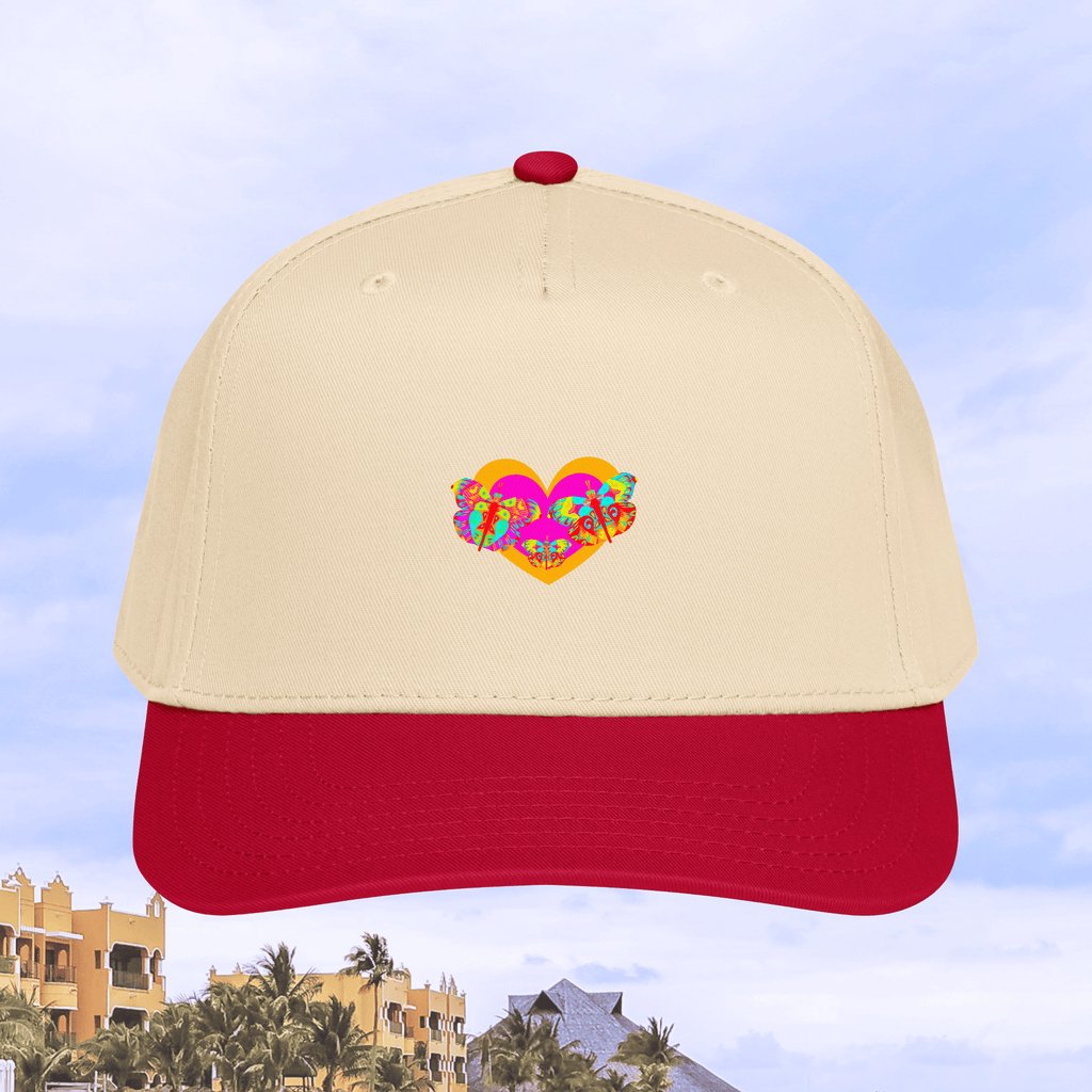 Vibrant Apparel New Zealand Red/Natural 5-Panel Structured Mid-Profile Snapback Cap | Custom 5-Panel Hat