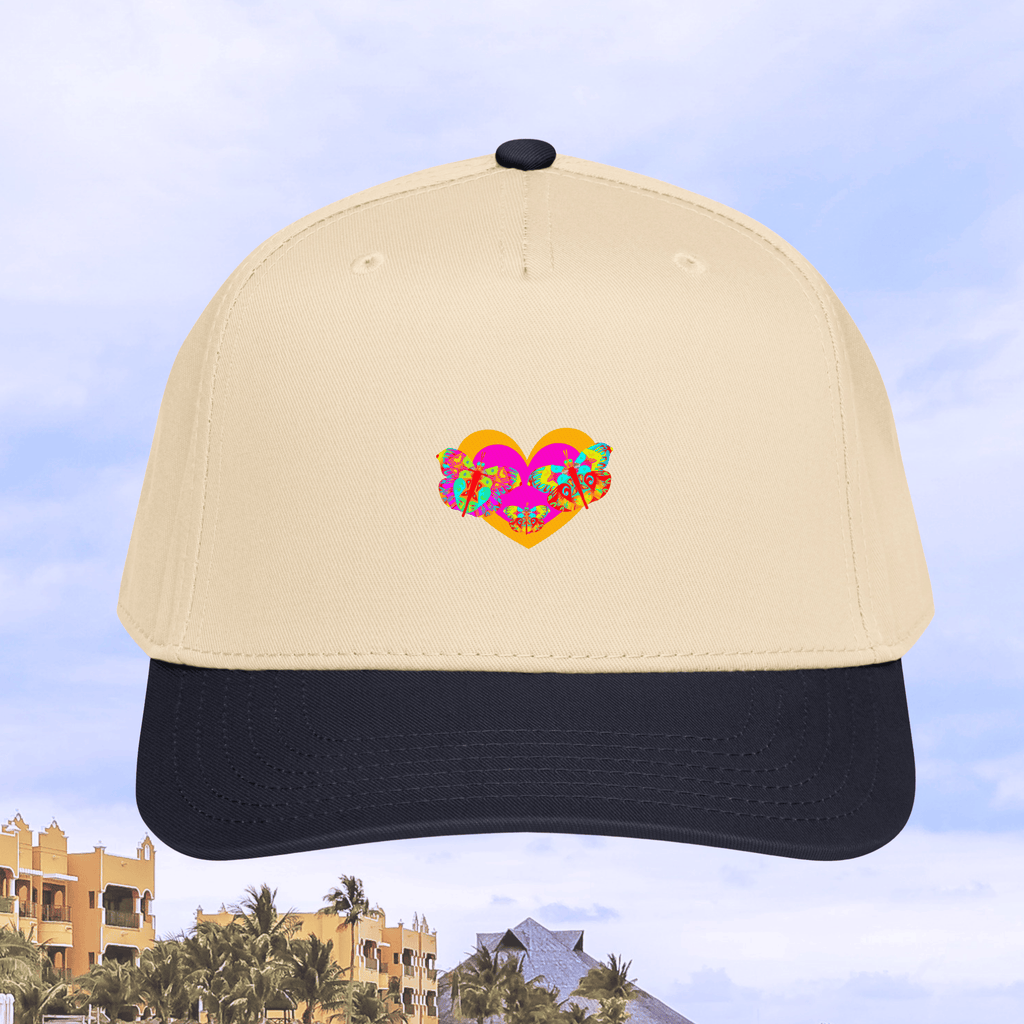 Vibrant Apparel New Zealand Black/Natural 5-Panel Structured Mid-Profile Snapback Cap | Custom 5-Panel Hat