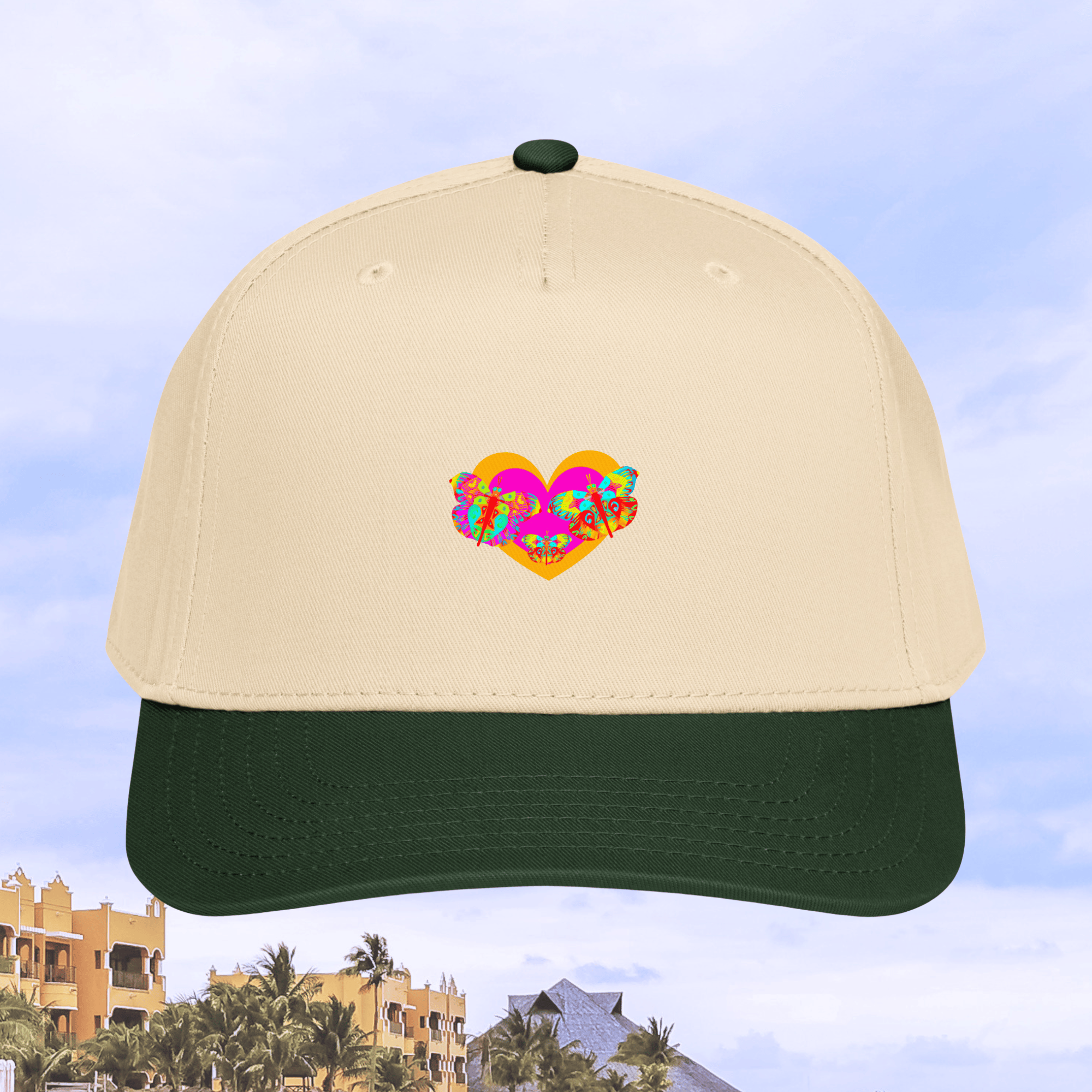 Vibrant Apparel New Zealand Dark Green/Natural 5-Panel Structured Mid-Profile Snapback Cap | Custom 5-Panel Hat