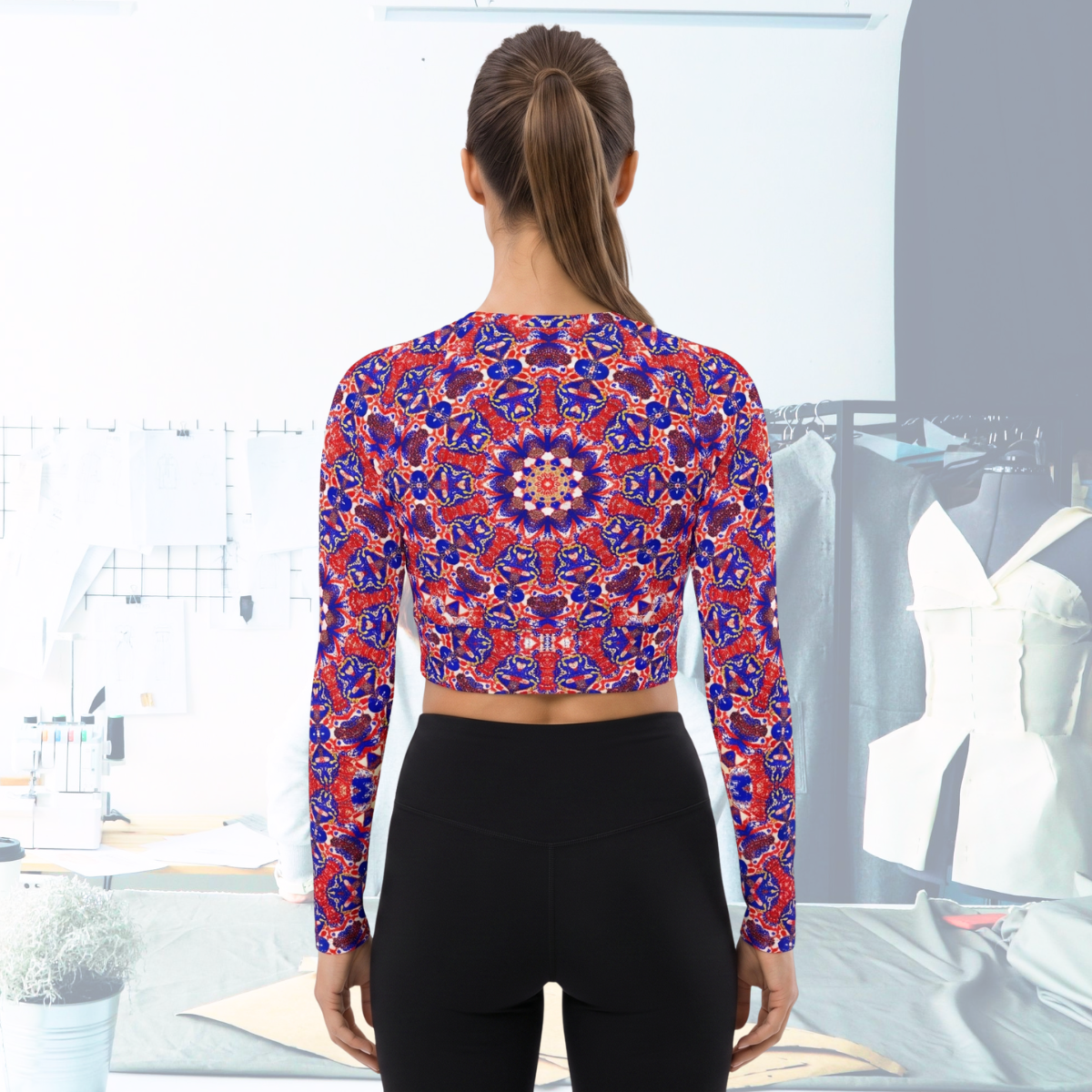Star Mandala long-sleeve crop top | Recycled Polyester