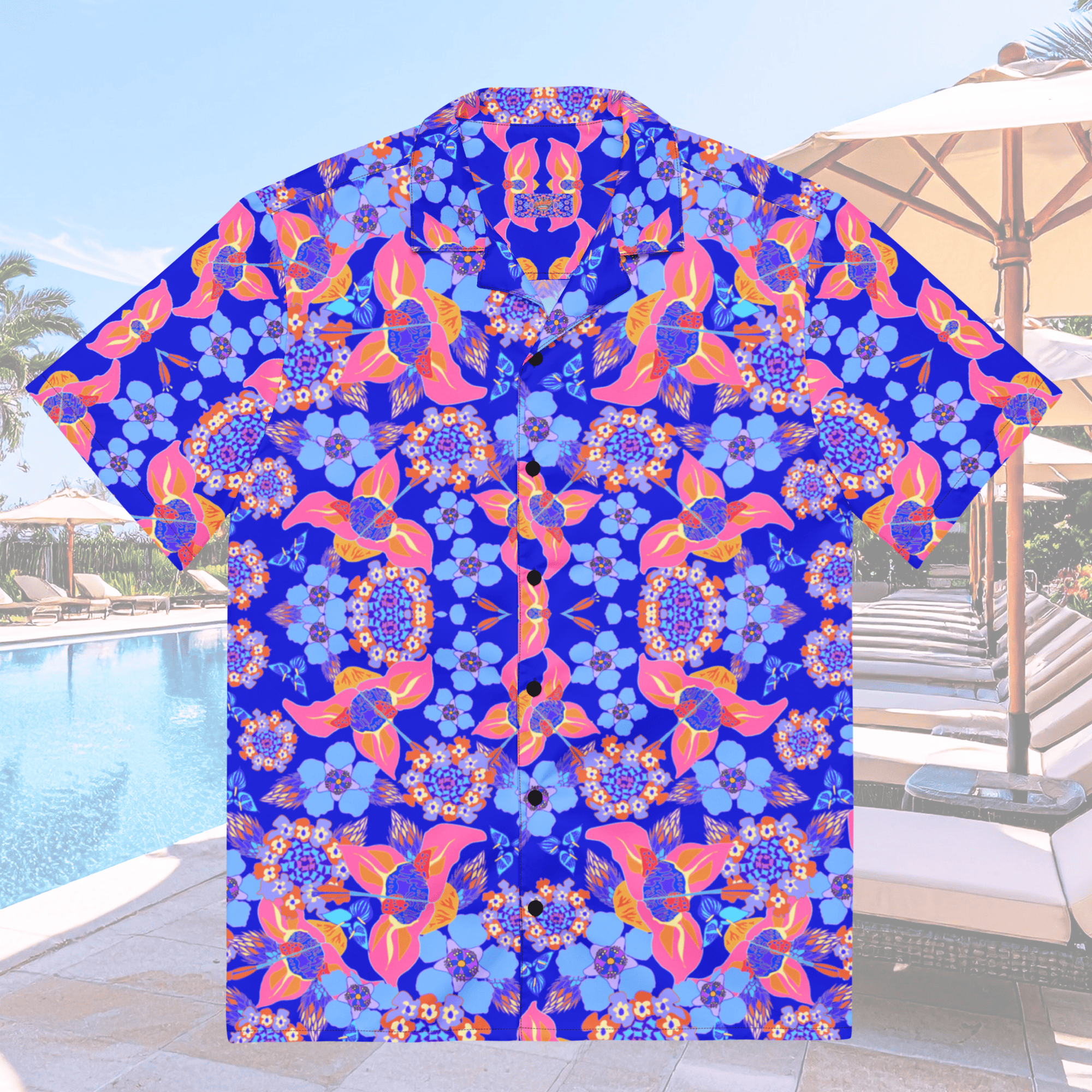 Vibrant Apparel New Zealand CUT-SEW 2XS Tropical Floral Oversized Button Shirt – Lightweight Summer Statement Shirt