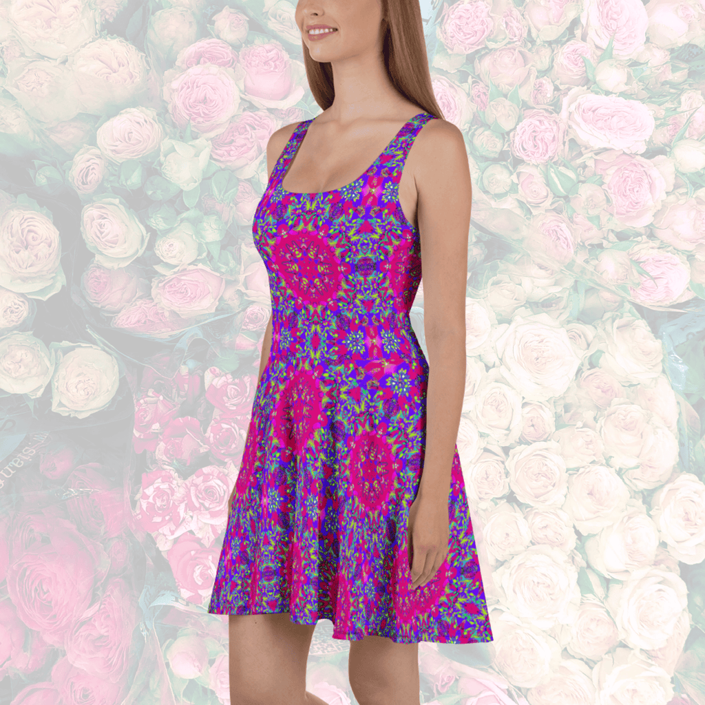 Vibrant Apparel New Zealand CUT-SEW Psychedelic Mandala Sleeveless Skater Dress