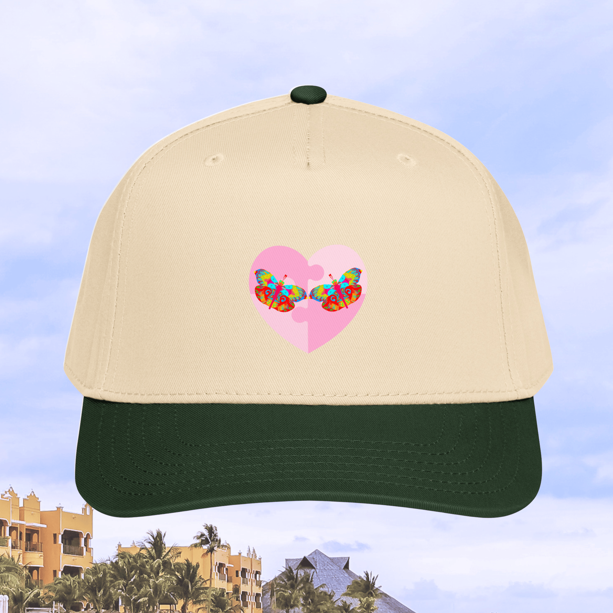 Vibrant Apparel New Zealand Hat Dark Green/Natural 5-Panel Structured Mid-Profile Snapback Cap | Custom 5-Panel Hat
