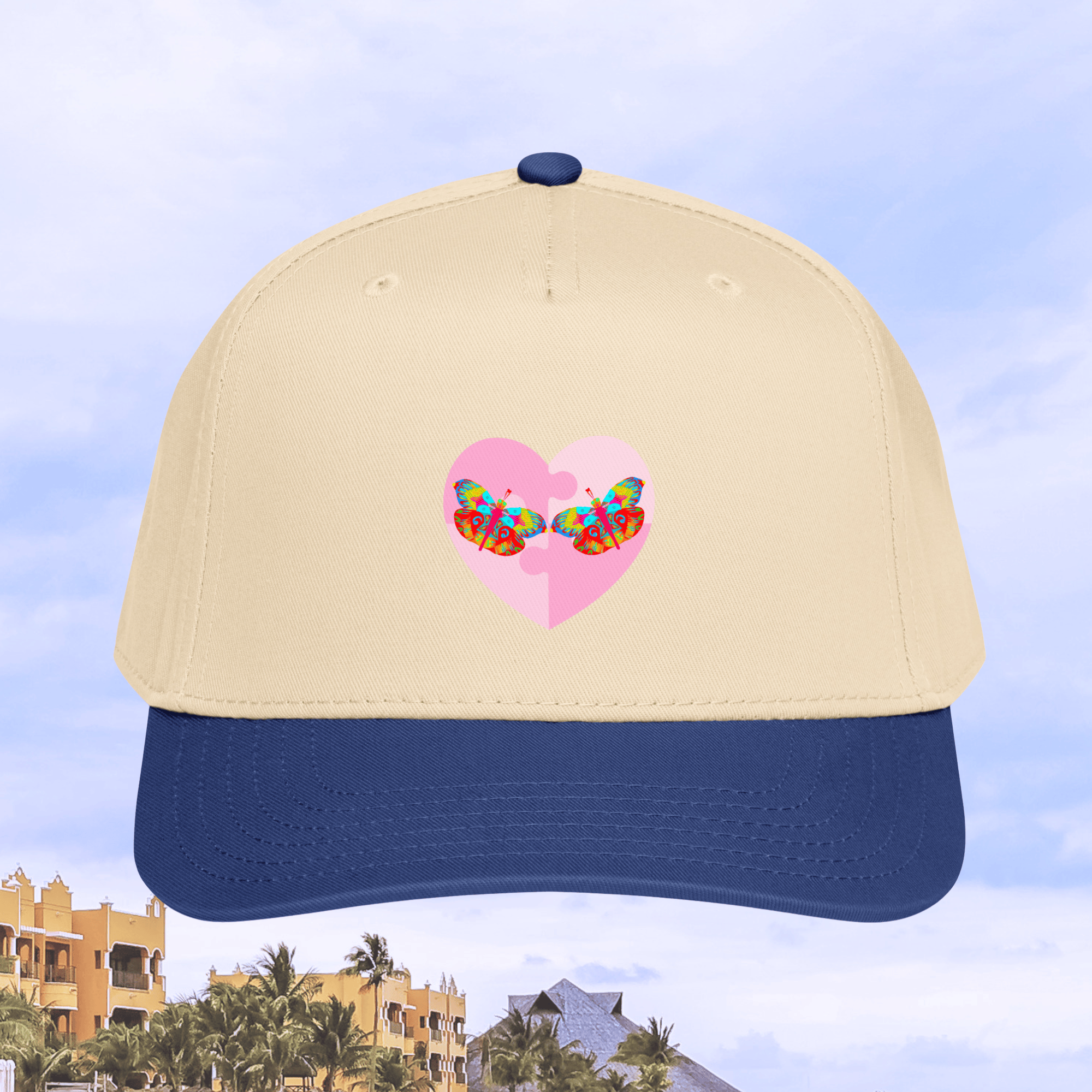 Vibrant Apparel New Zealand Hat Royal/Natural 5-Panel Structured Mid-Profile Snapback Cap | Custom 5-Panel Hat