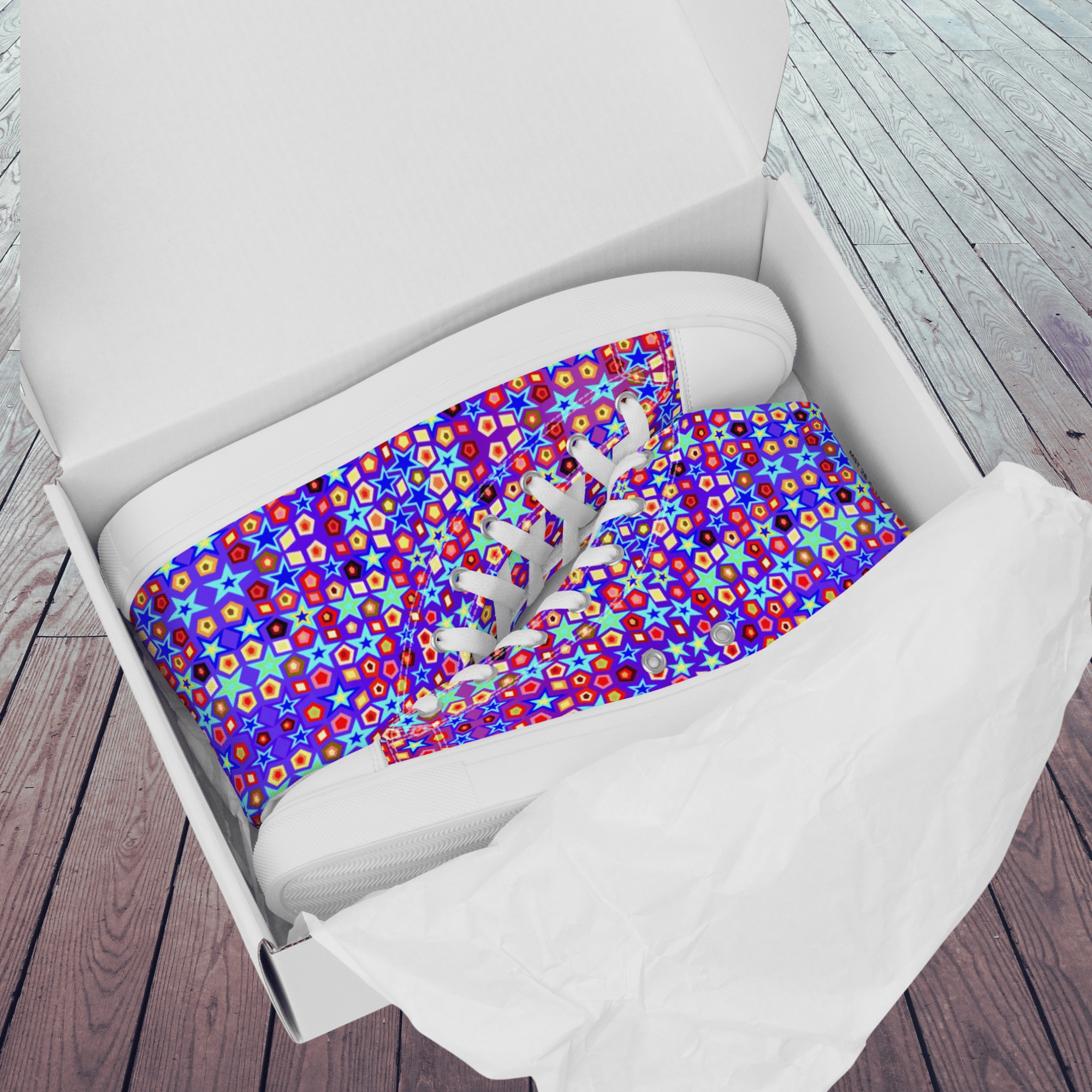 Vibrant Apparel New Zealand Footwear Vibrant Star Pattern High-Top Sneakers