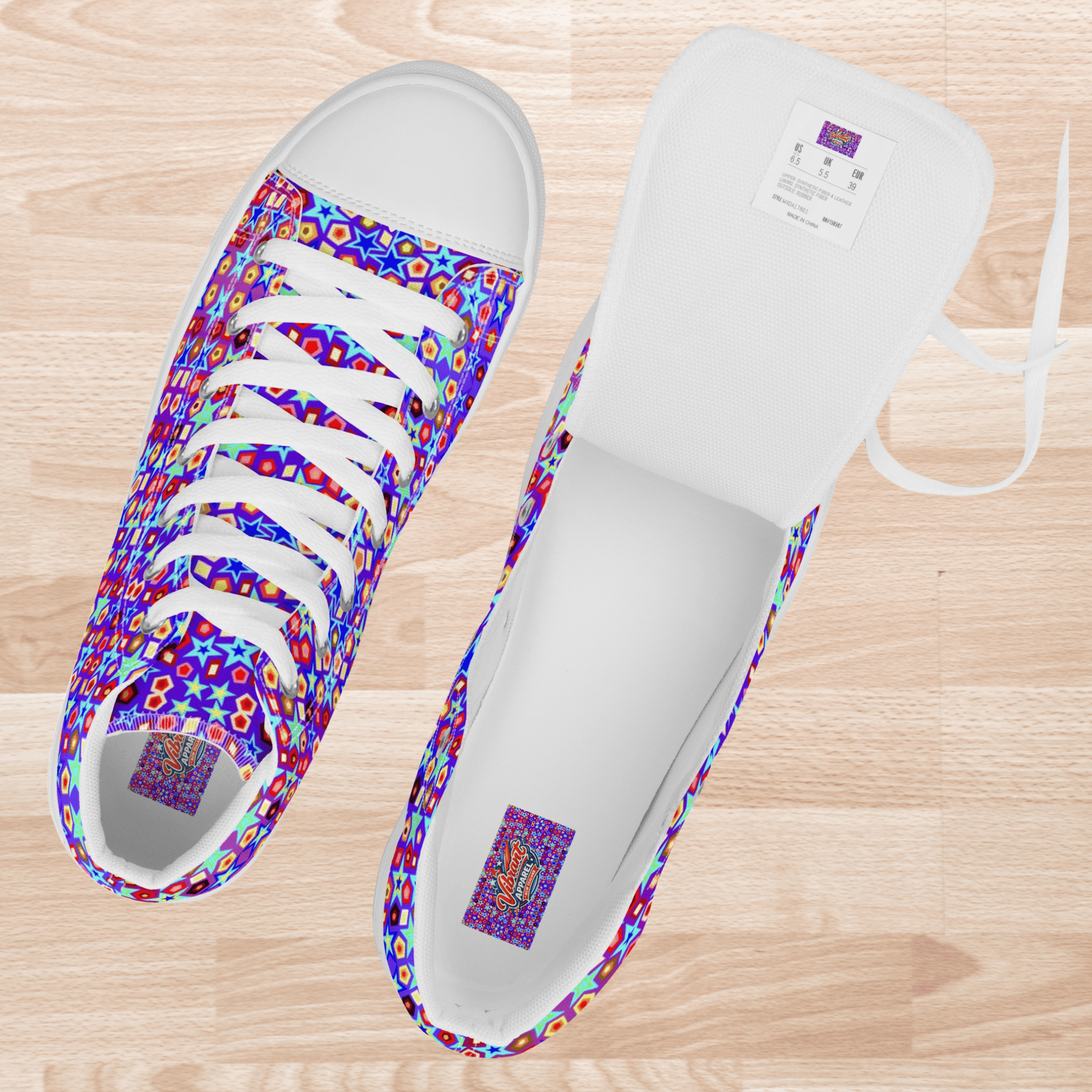 Vibrant Apparel New Zealand Footwear Vibrant Star Pattern High-Top Sneakers