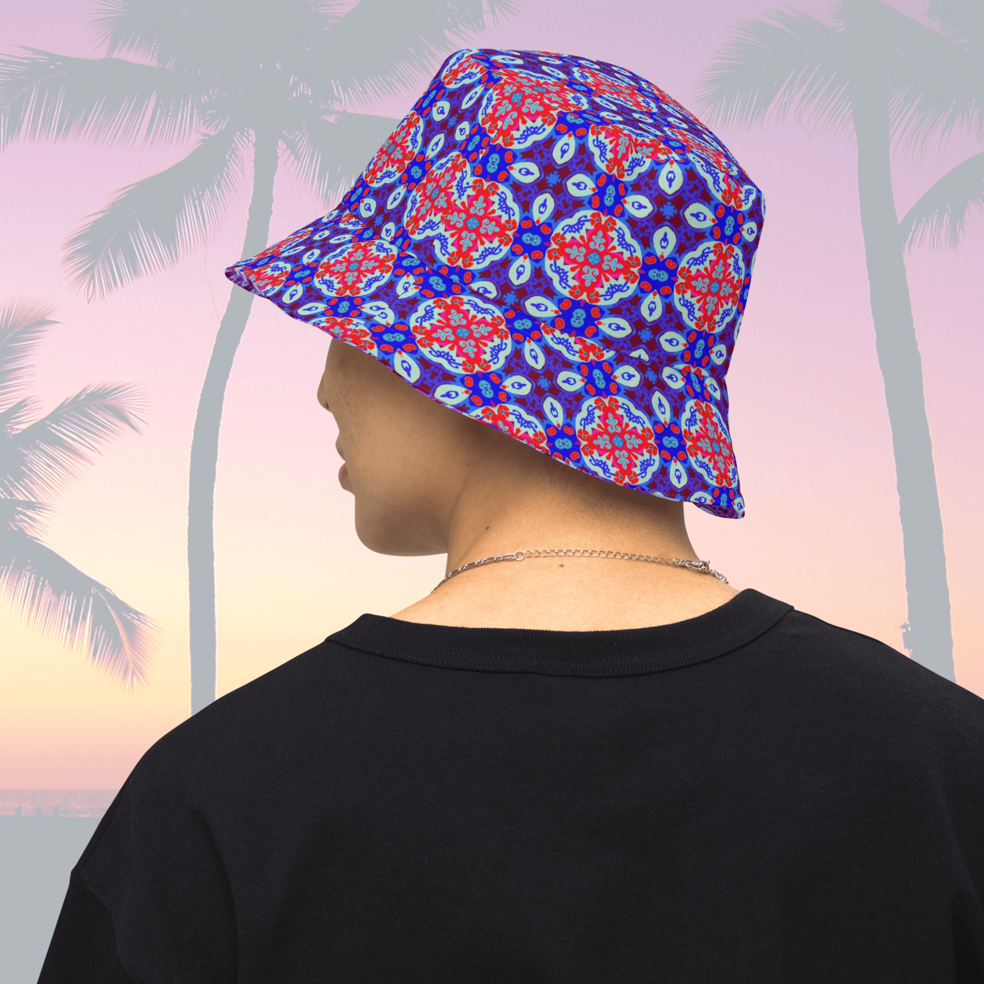 Vibrant Apparel New Zealand Hat Reversible Kaleidoscopic Mandala Bucket Hat – 2-in-1 Vibrant Streetwear
