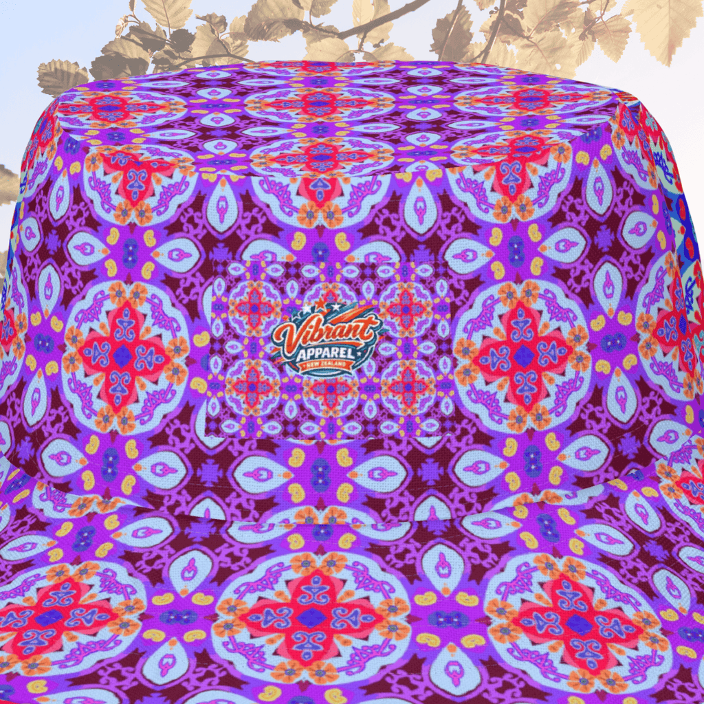 Vibrant Apparel New Zealand Hat Reversible Kaleidoscopic Mandala Bucket Hat – 2-in-1 Vibrant Streetwear