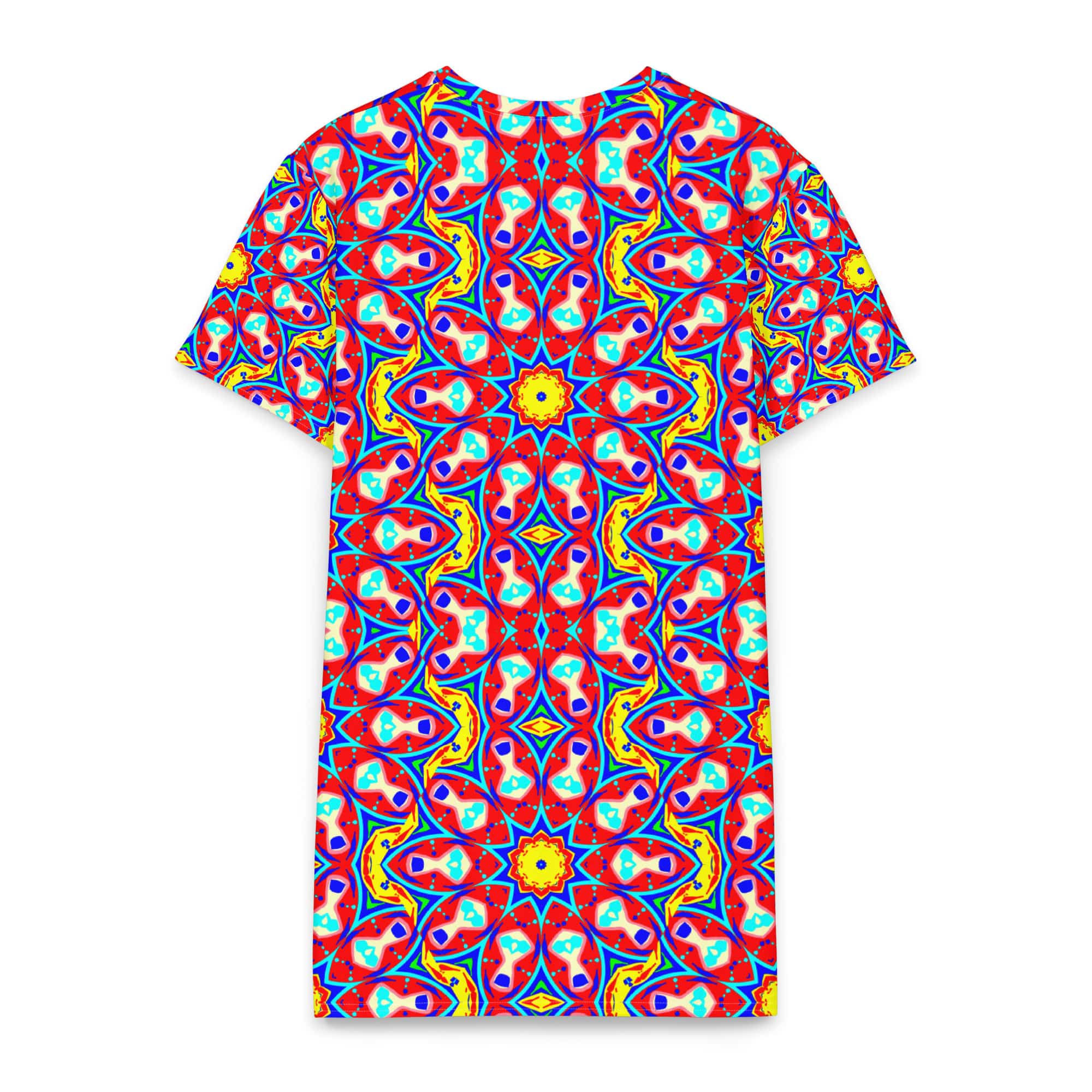 Vibrant Apparel New Zealand DIRECT-TO-FABRIC Red Kaleidoscopic Cotton T-Shirt Dress